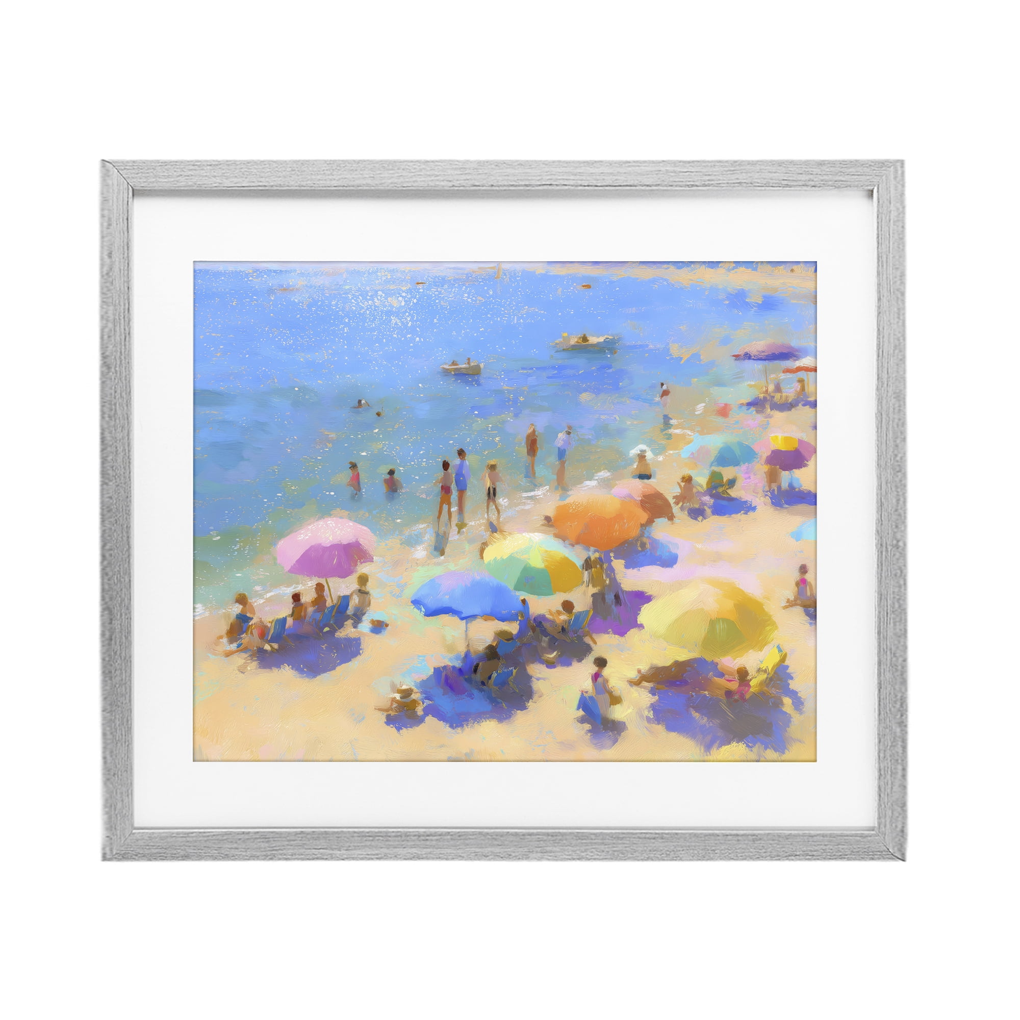 Stupell Industries Colorful Day at Beach Gray Framed Print Under Glass, design by LSR Design Studio