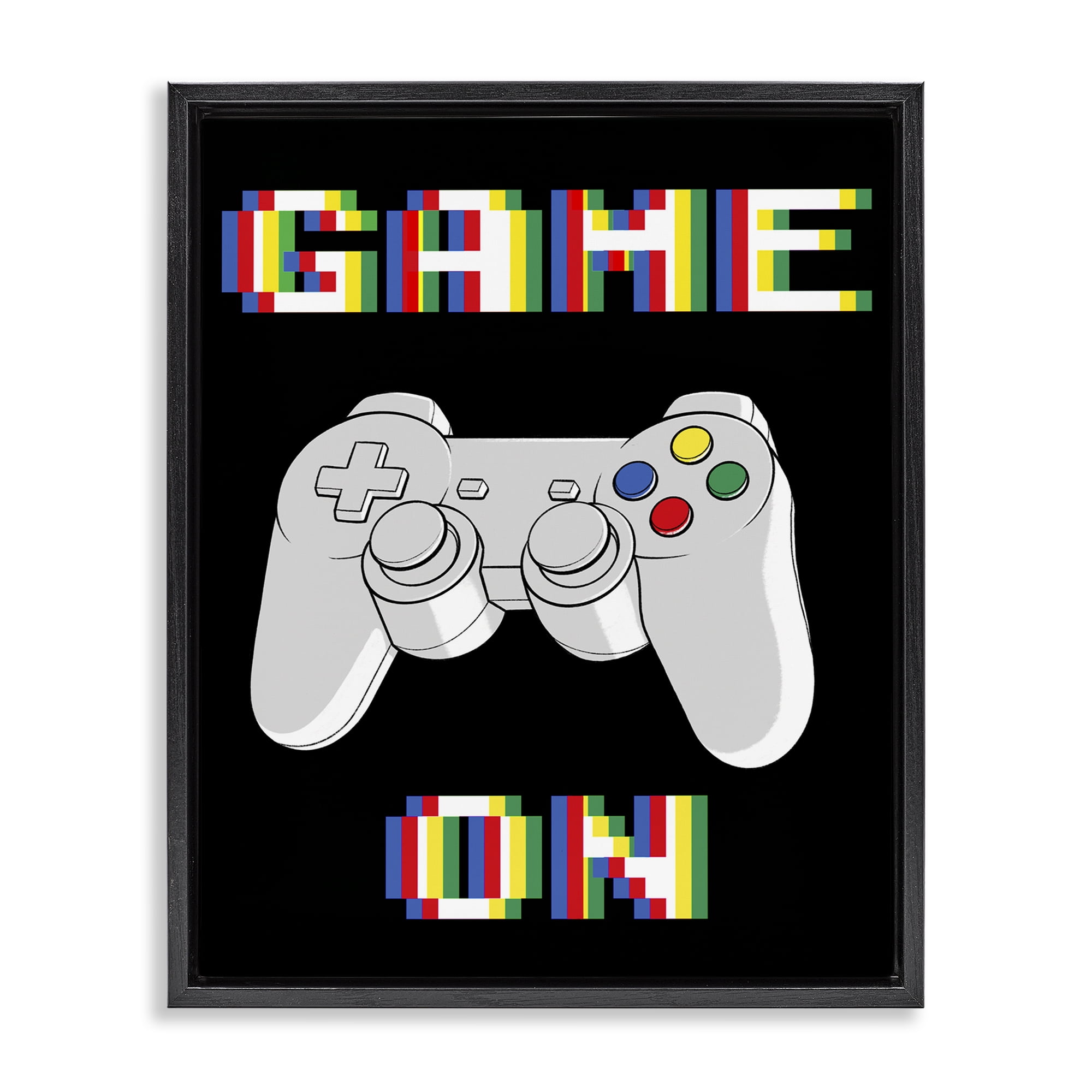 Stupell Industries Colorful Digital Game On Black Framed Floater Canvas Wall Art, design by Marcus Prime