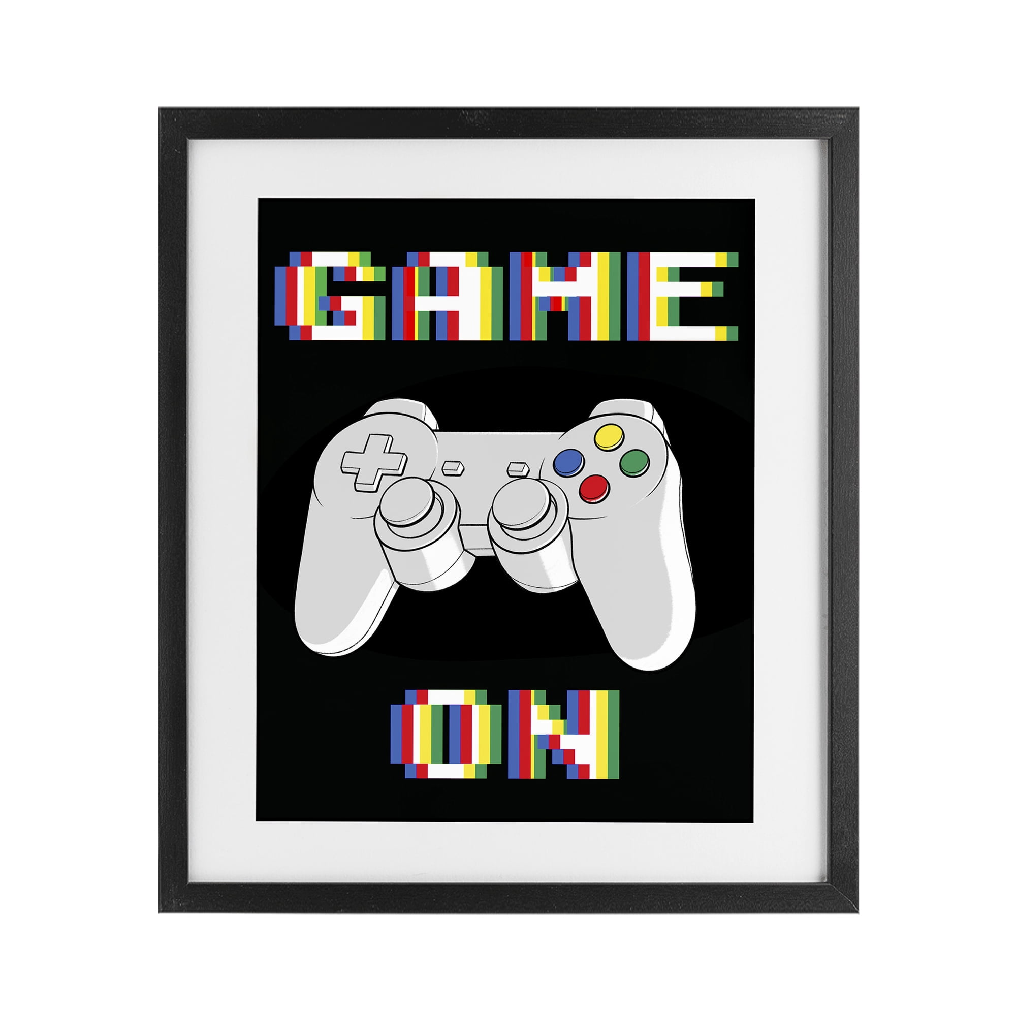 Stupell Industries Colorful Digital Game On Black Framed Print Under Glass, design by Marcus Prime
