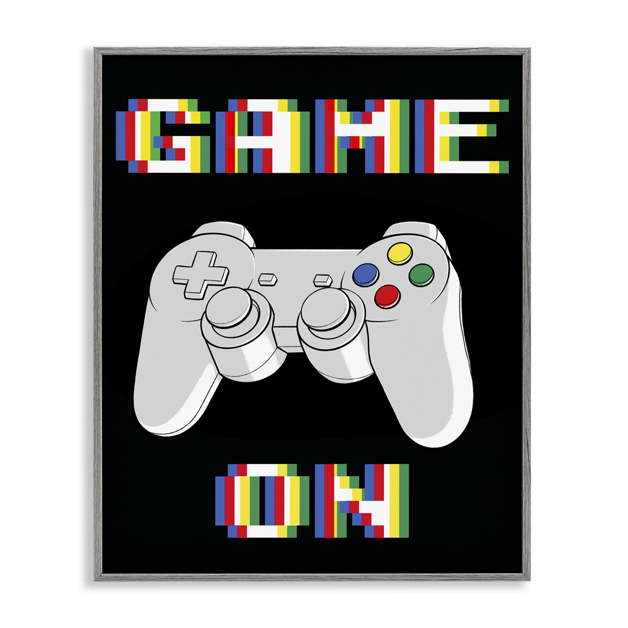 Stupell Industries Colorful Digital Game On Gray Framed Giclee Art, design by Marcus Prime