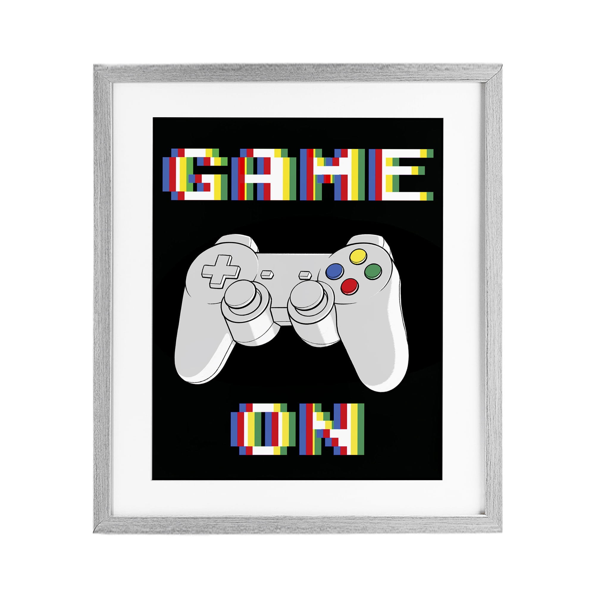 Stupell Industries Colorful Digital Game On Gray Framed Print Under Glass, design by Marcus Prime