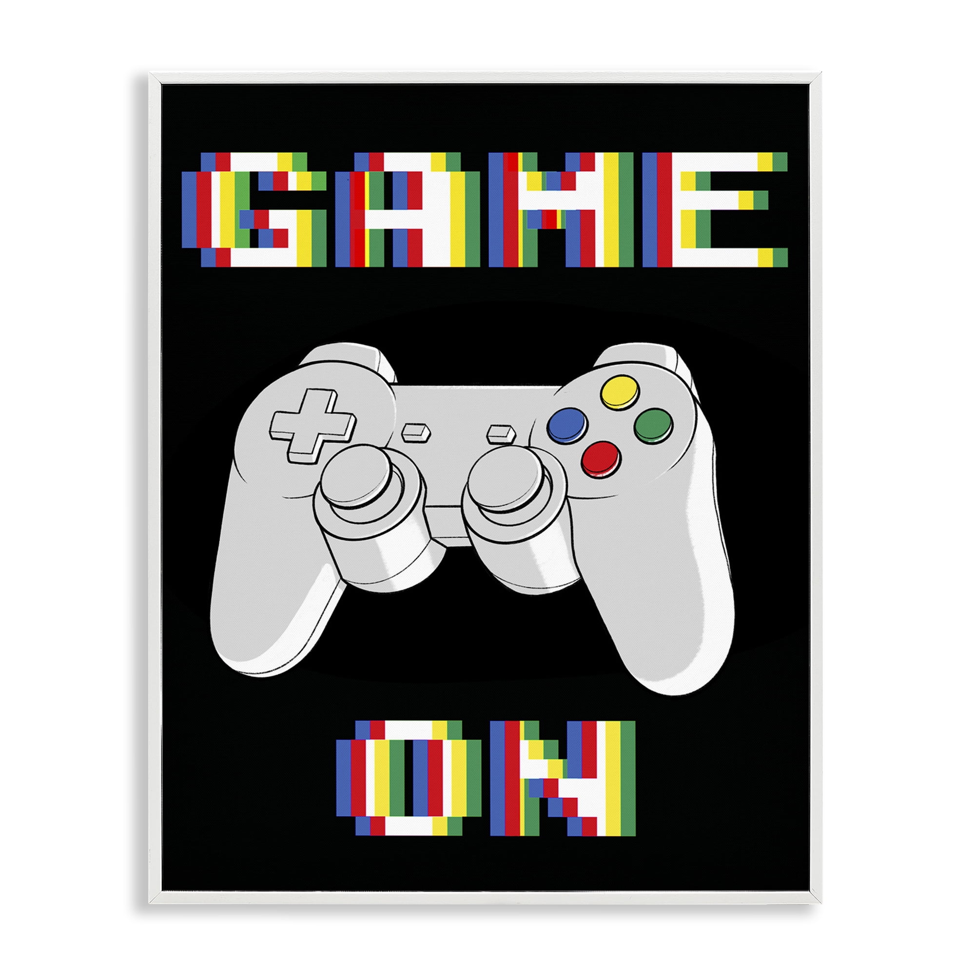 Stupell Industries Colorful Digital Game On White Framed Giclee Art, design by Marcus Prime