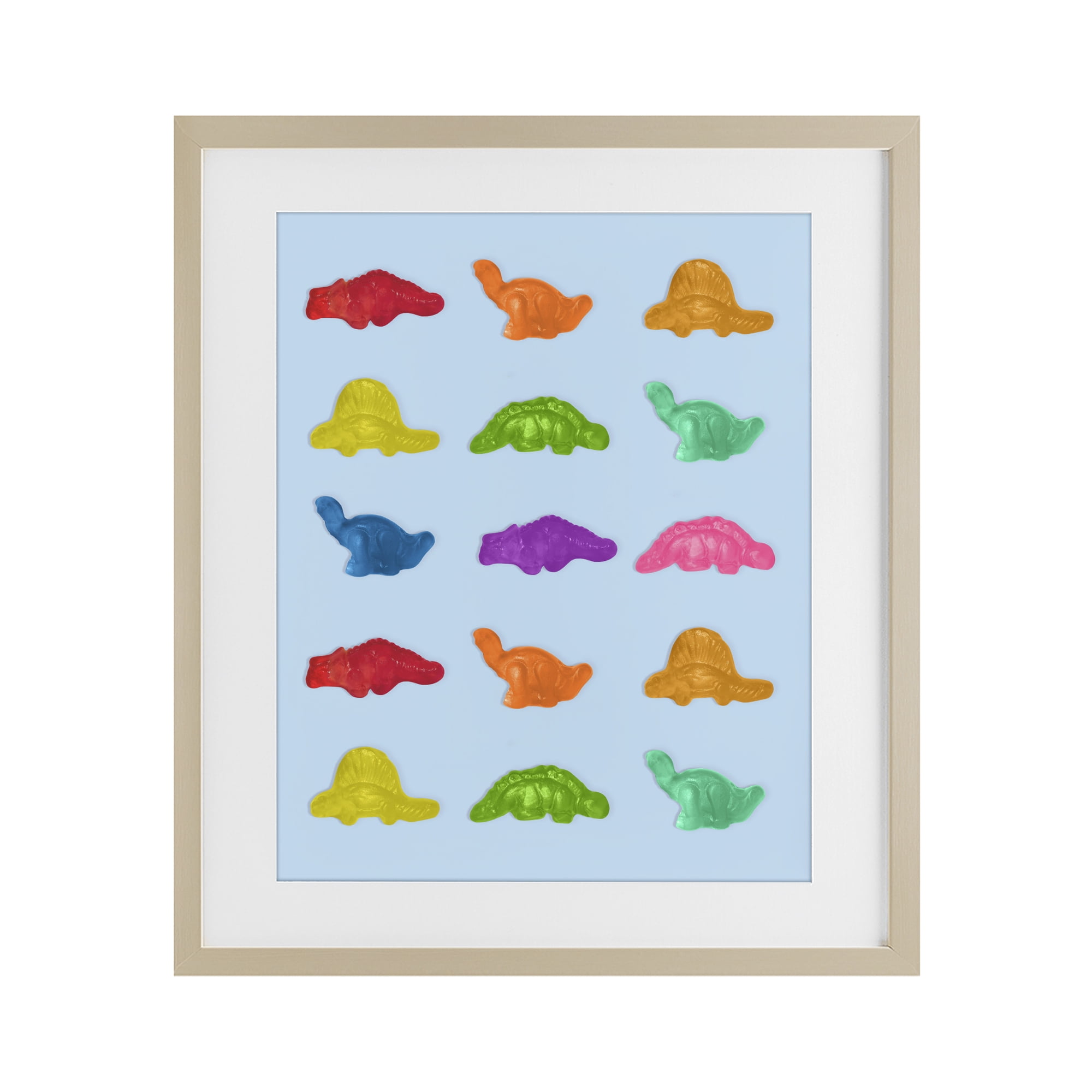 Stupell Industries Colorful Dinosaur Candies Birch Framed Print Under Glass, design by LISH Creative