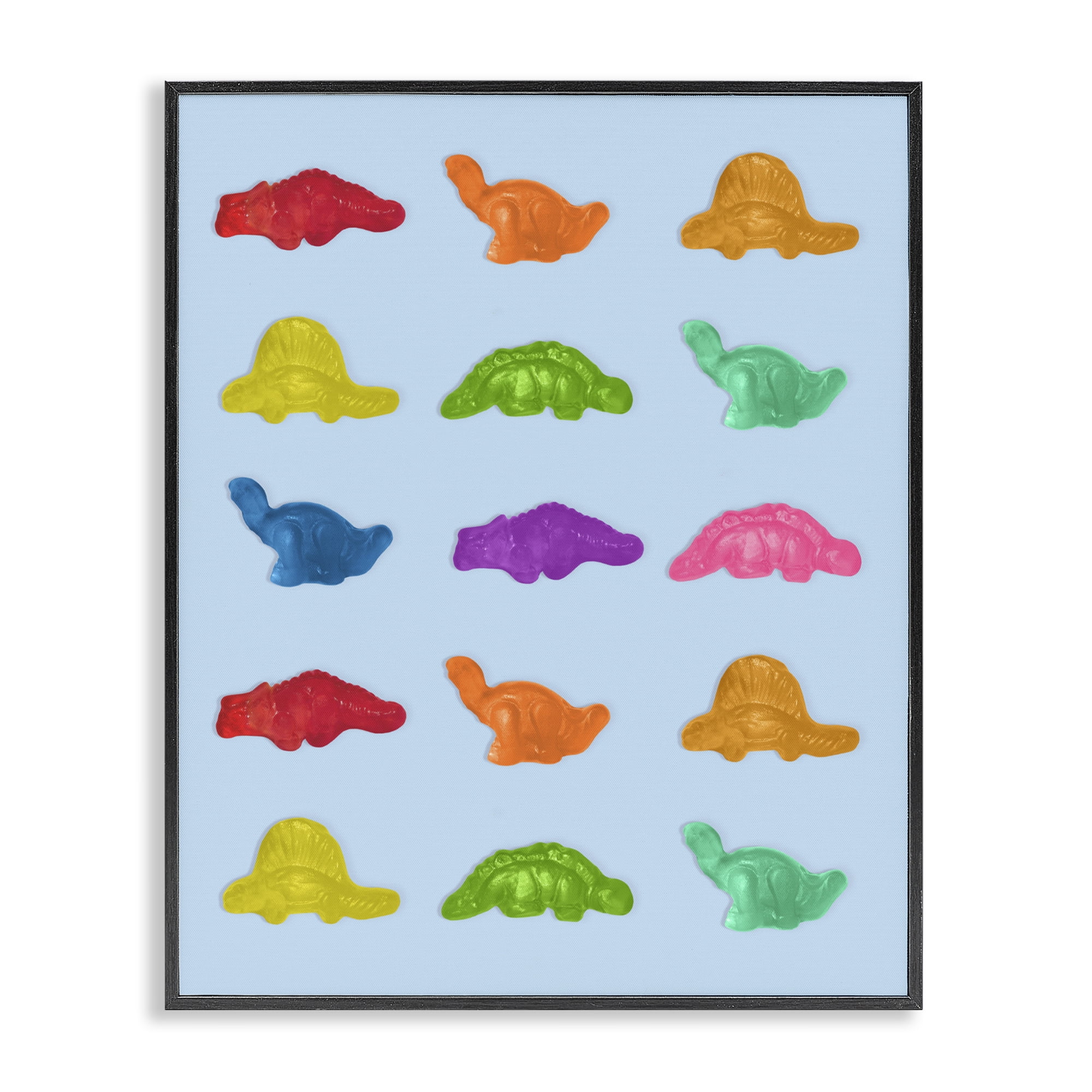 Stupell Industries Colorful Dinosaur Candies Black Framed Giclee Art, design by LISH Creative