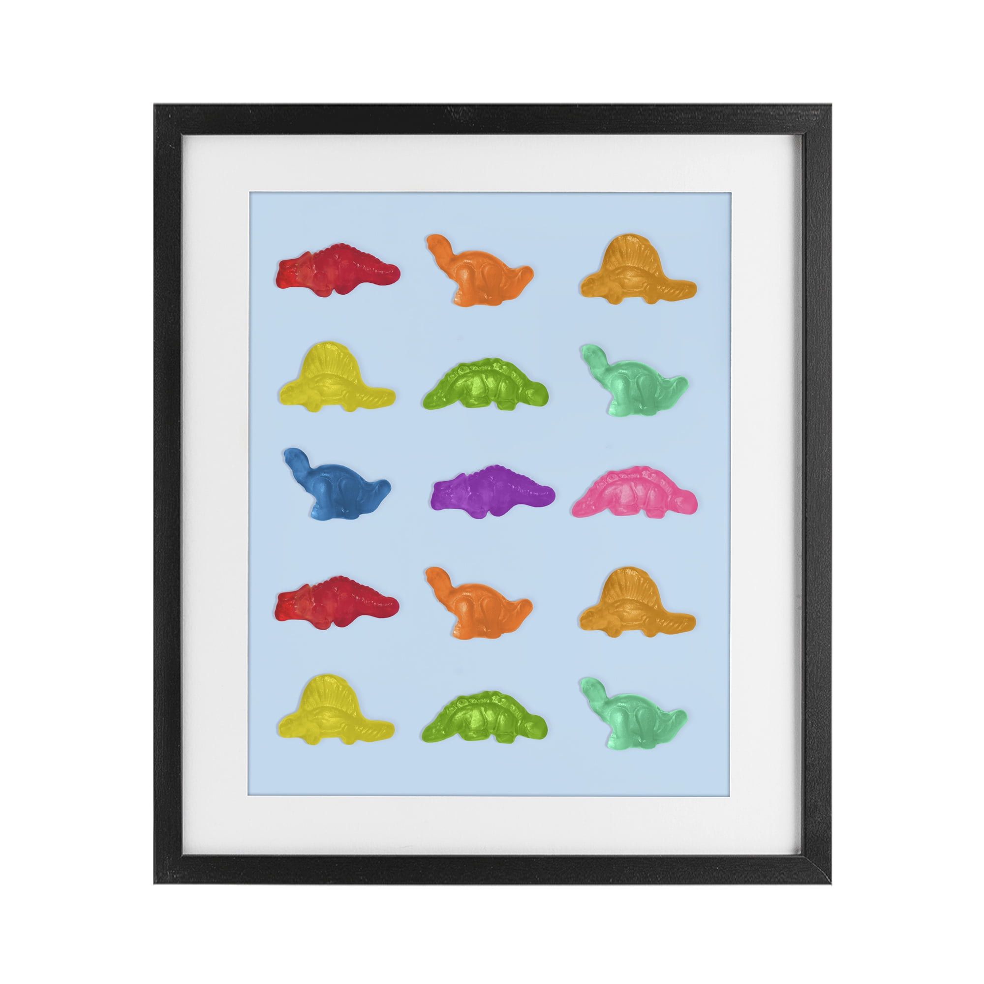 Stupell Industries Colorful Dinosaur Candies Black Framed Print Under Glass, design by LISH Creative