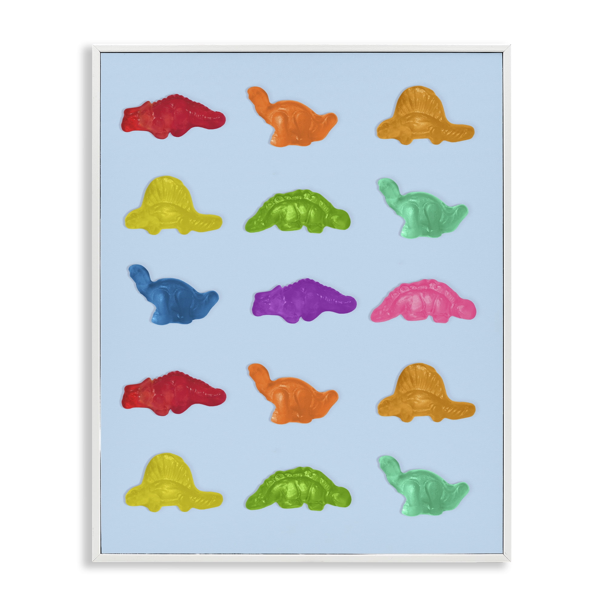 Stupell Industries Colorful Dinosaur Candies White Framed Giclee Art, design by LISH Creative