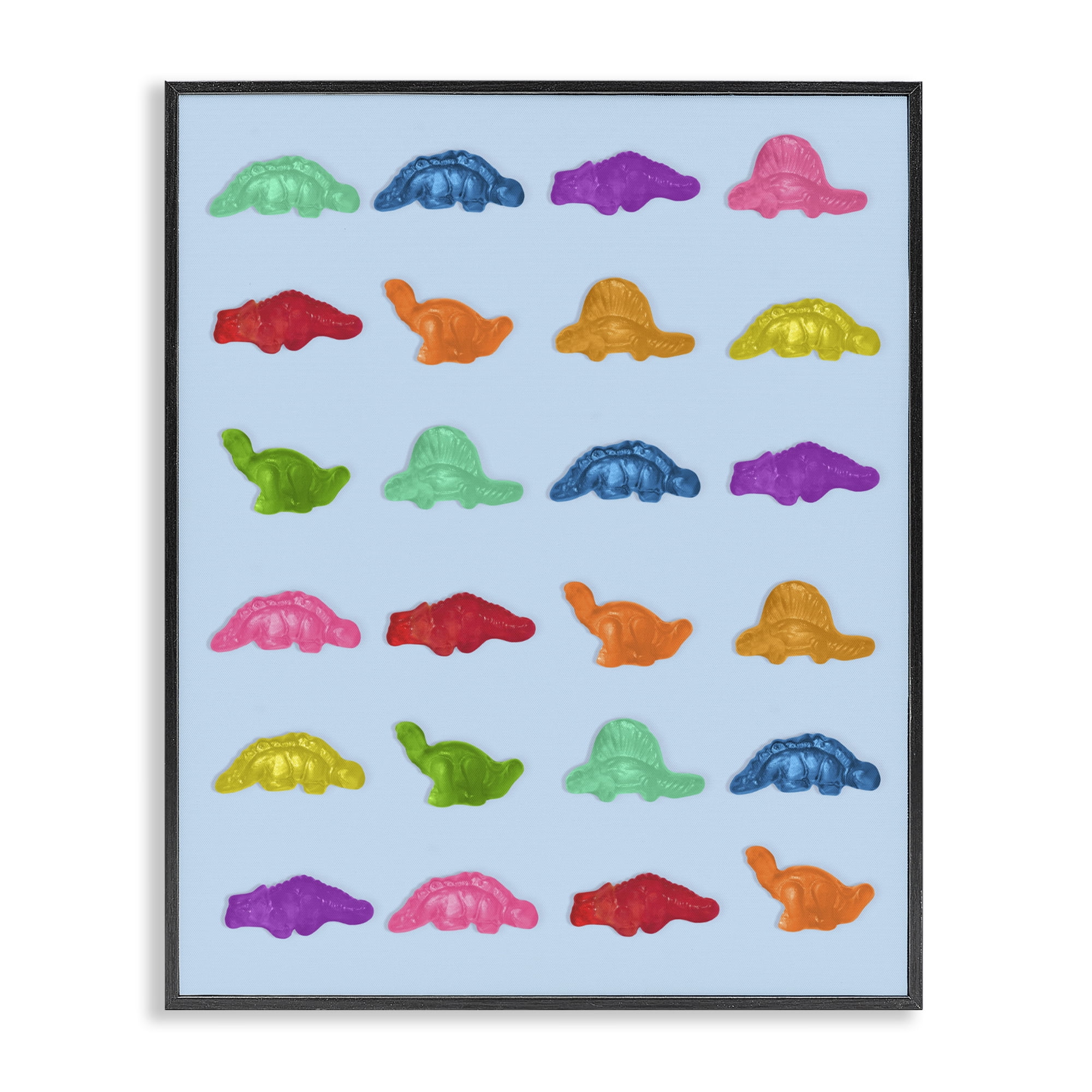 Stupell Industries Colorful Dinosaur Gummies Black Framed Giclee Art, design by LISH Creative