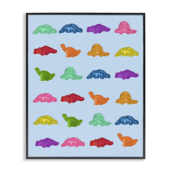Stupell Industries Contemporary Colorful Dinosaur Gummies Black Framed Giclee Art, 16 x 20, by LISH Creative