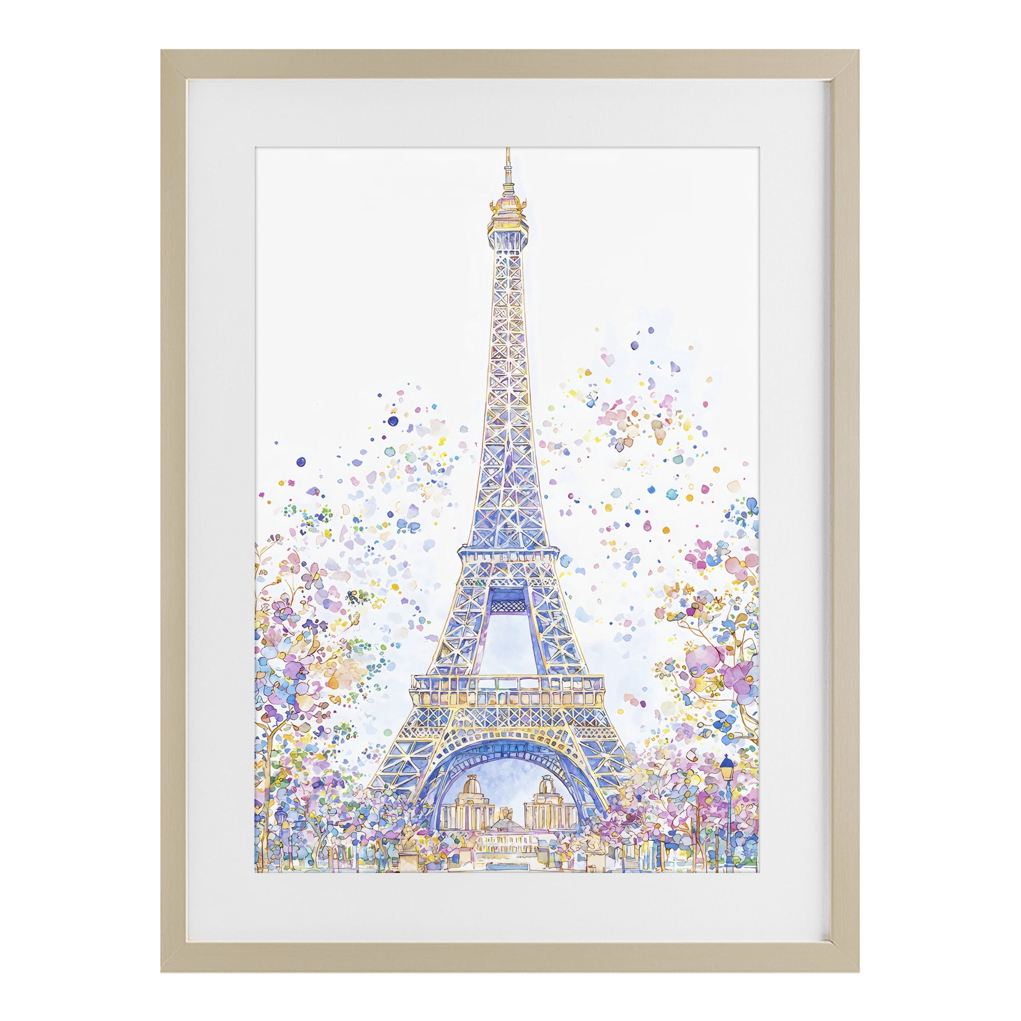 Stupell Industries Colorful Eiffel Tower Birch Framed Print Under Glass, design by Creative Studio