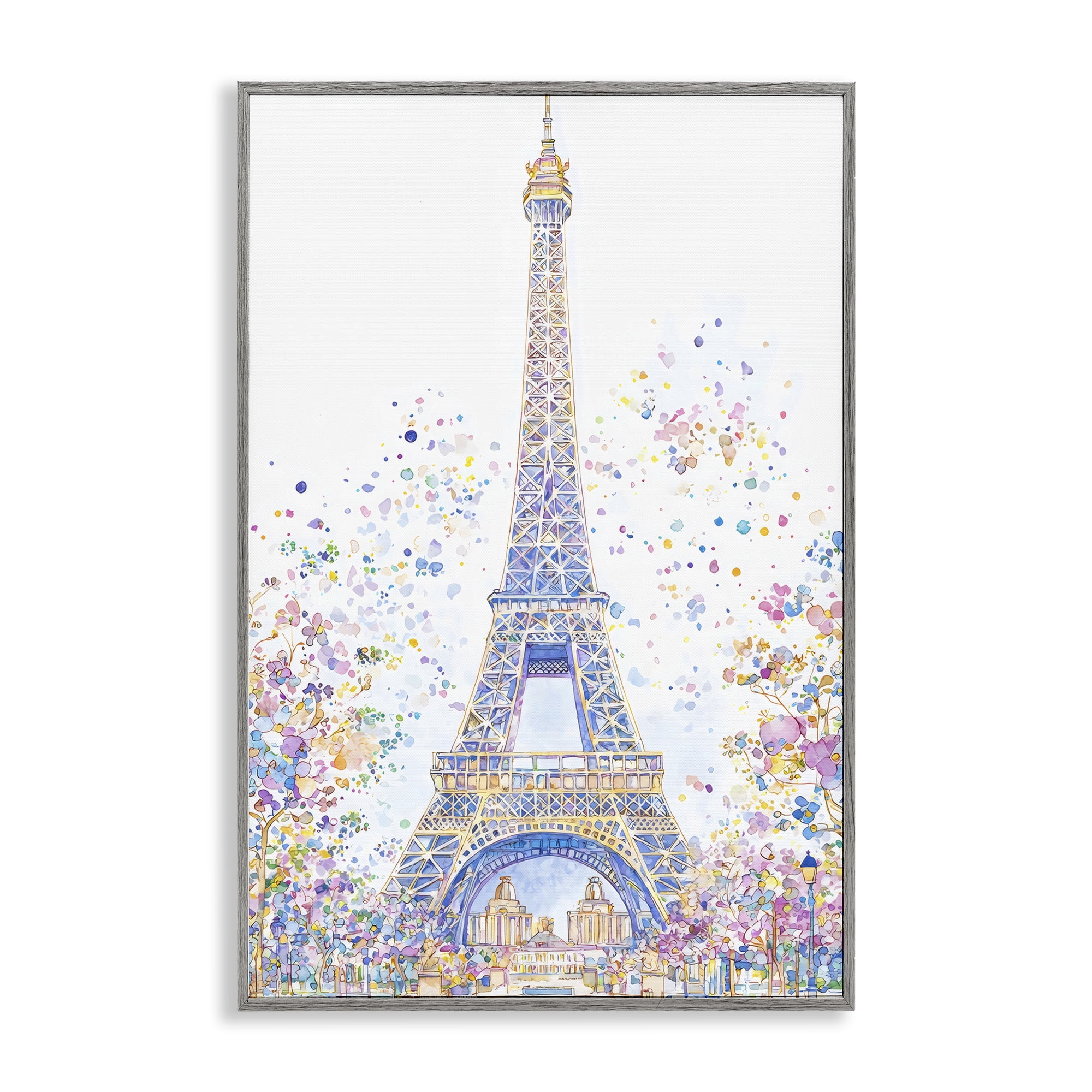 Stupell Industries Colorful Eiffel Tower Gray Framed Giclee Art, design by Creative Studio
