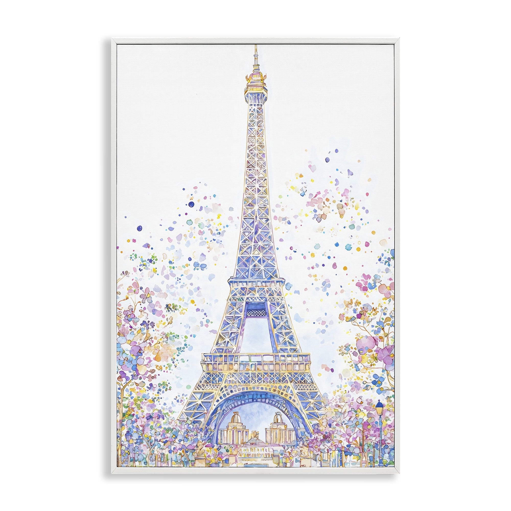 Stupell Industries Colorful Eiffel Tower White Framed Giclee Art, design by Creative Studio
