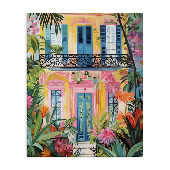 Stupell Industries Eclectic Colorful Facade with Tropical Garden Canvas Art, 16 x 20, by LSR Design Studio