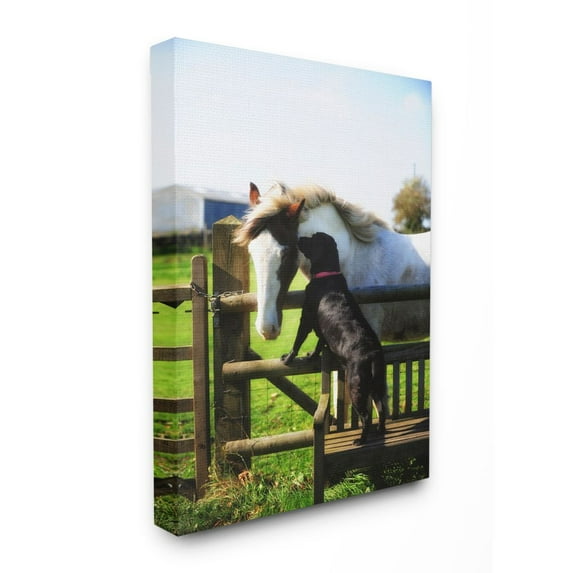 Stupell Industries Colorful Farm Horse and Dog Animal Photo Super Canvas Wall Art by Villager Jim
