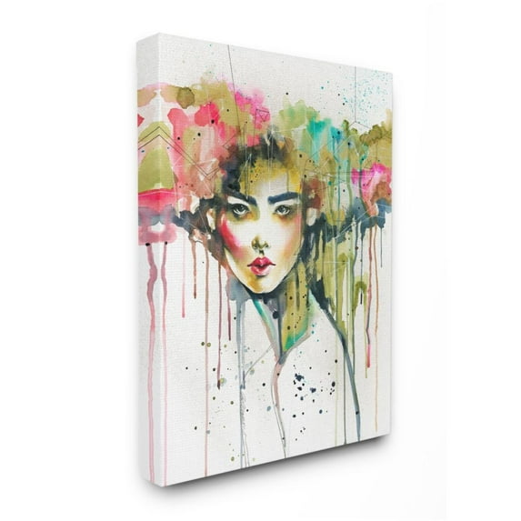 Stupell Industries Colorful Female Fashion Portrait Watercolor Crown Design by Elisaveta Stoilova, 16" x 20"