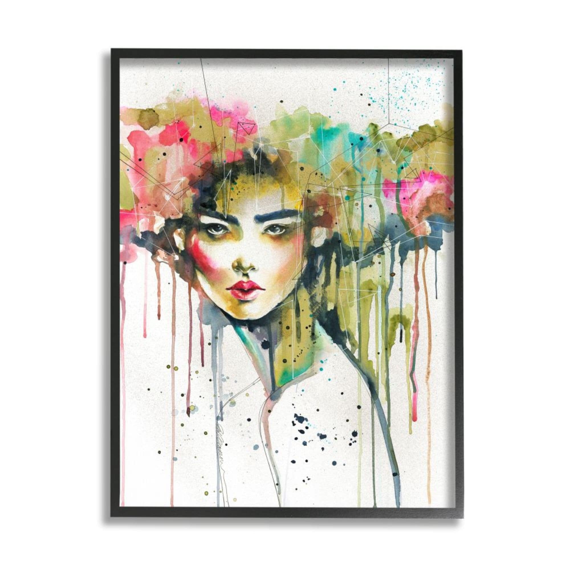 Stupell Industries Colorful Female Fashion Portrait Watercolor Crown Design by Elisaveta Stoilova