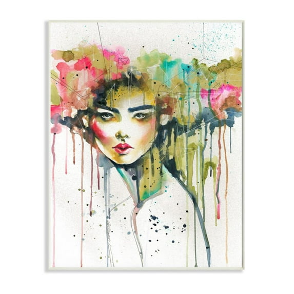 Stupell Industries Colorful Female Fashion Portrait Watercolor Crown Design by Elisaveta Stoilova