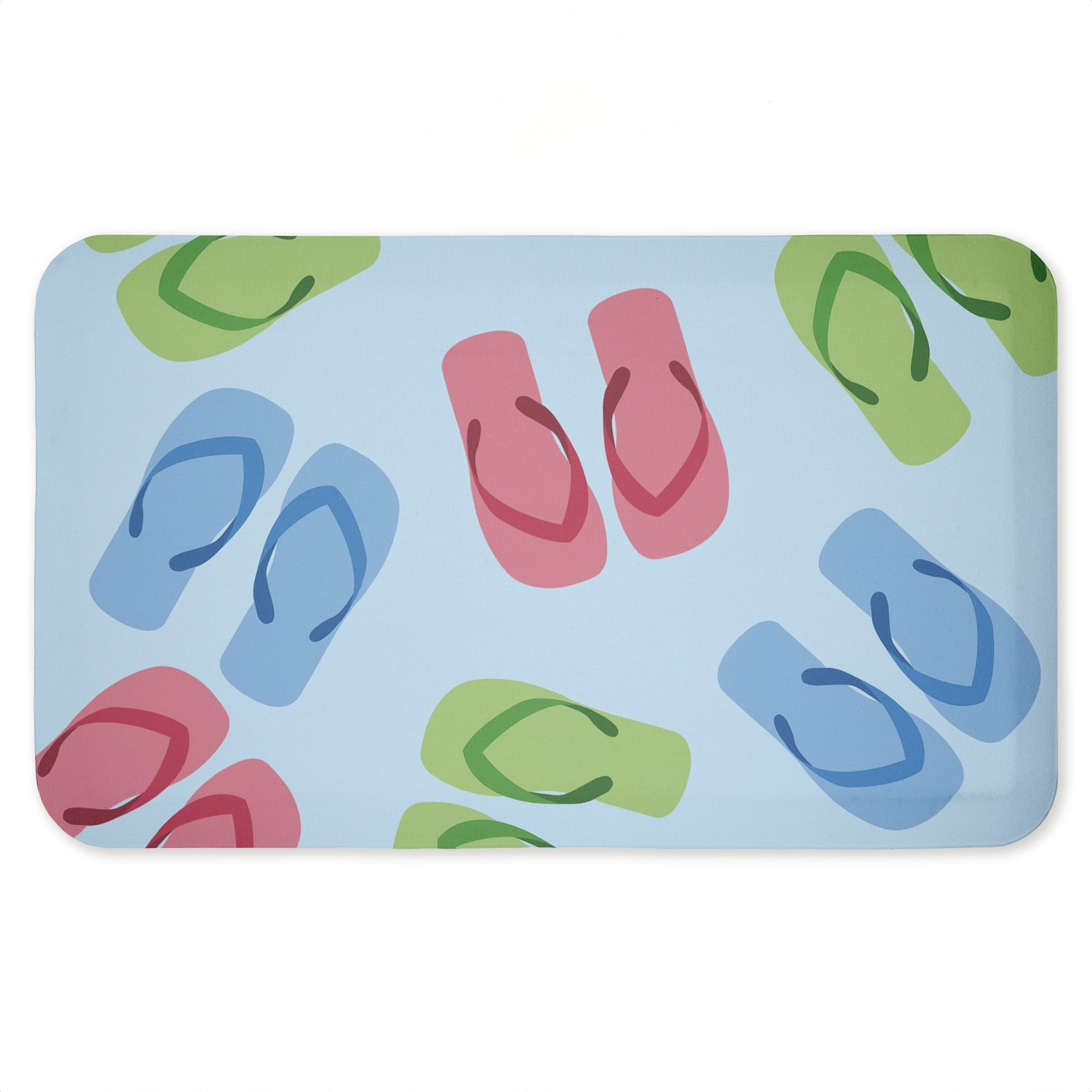 Stupell Industries Colorful Flip Flops on Blue Printed Anti-Fatigue Floor Mat, design by Lil' Rue