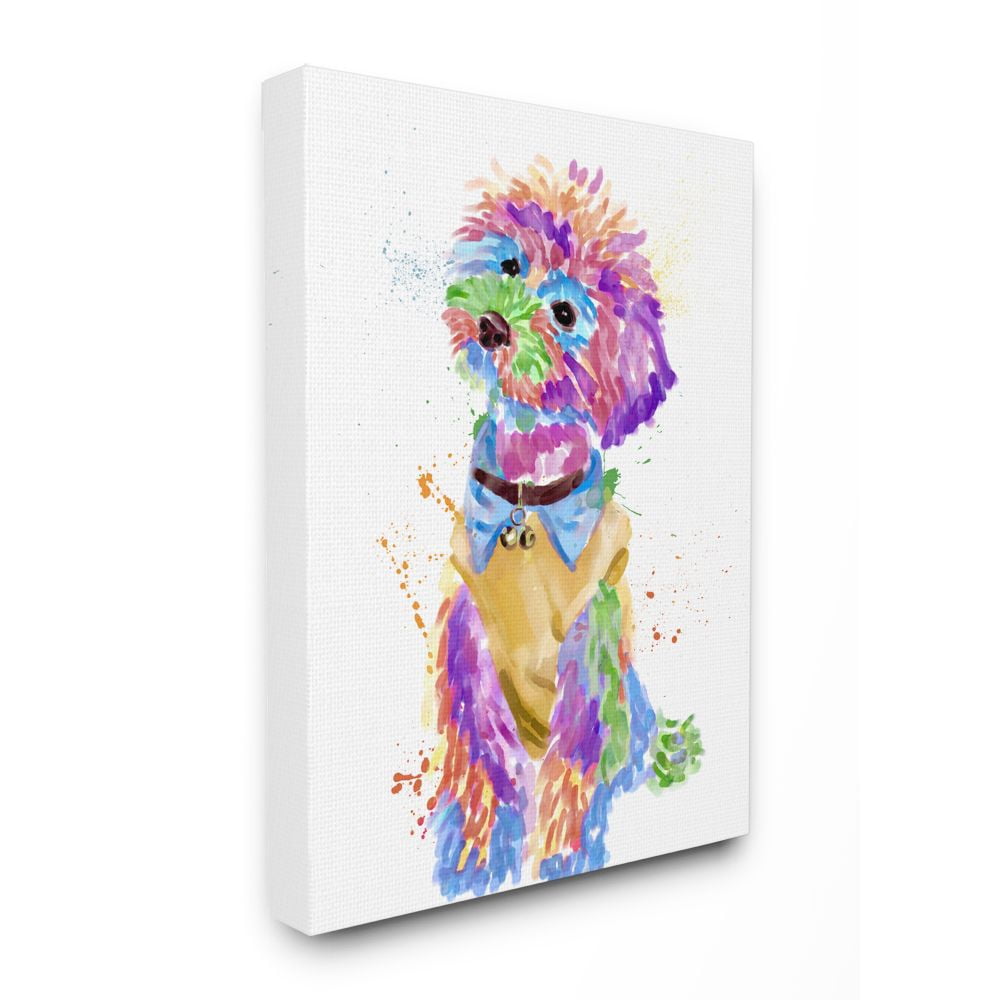 Stupell Industries Colorful Fun Pet Dog Portrait Stylish Bichon Design Canvas Wall Art Design by Ziwei Li, 24" x 30"