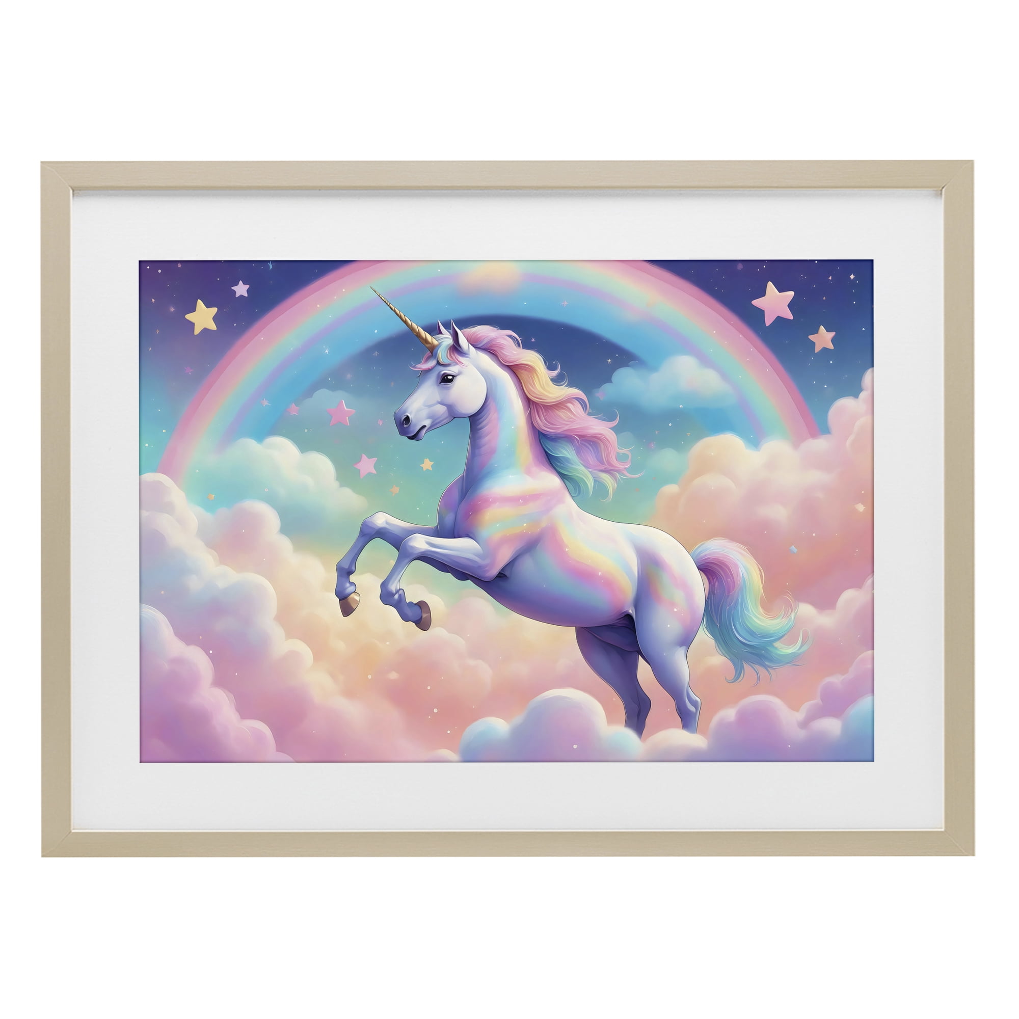 Stupell Industries Colorful Galaxy Unicorn Birch Framed Print Under Glass, design by Creative Studio
