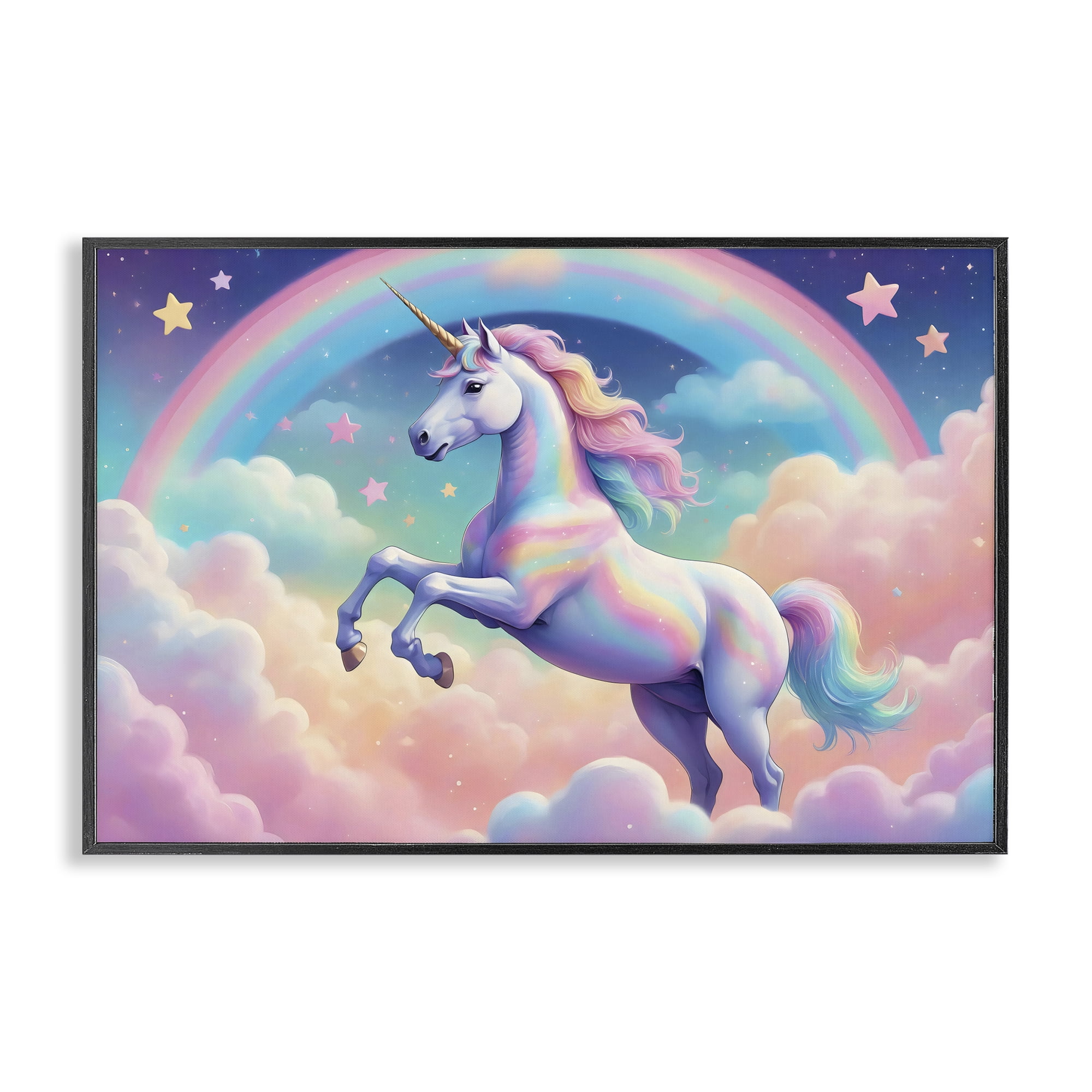Stupell Industries Colorful Galaxy Unicorn Black Framed Giclee Art, design by Creative Studio