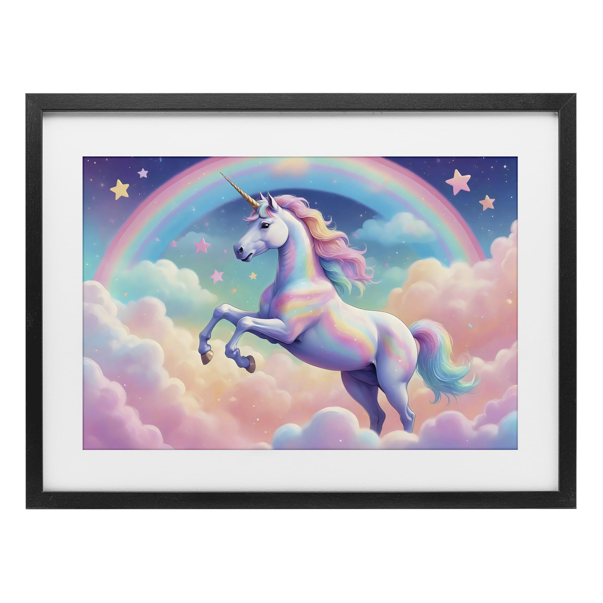 Stupell Industries Colorful Galaxy Unicorn Black Framed Print Under Glass, design by Creative Studio