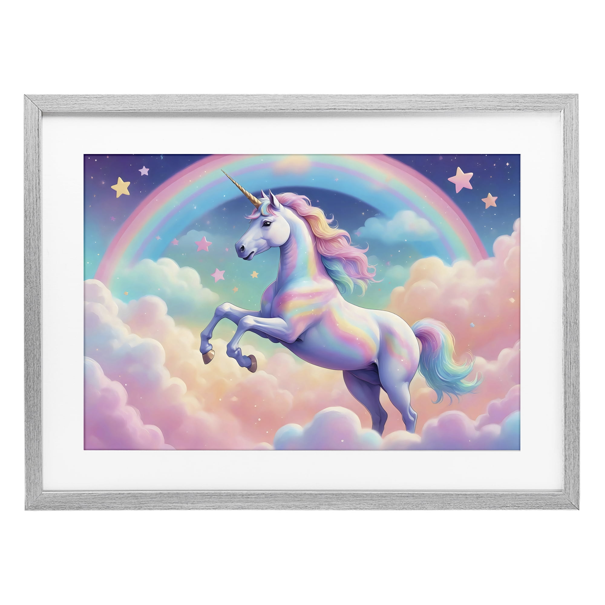 Stupell Industries Colorful Galaxy Unicorn Gray Framed Print Under Glass, design by Creative Studio
