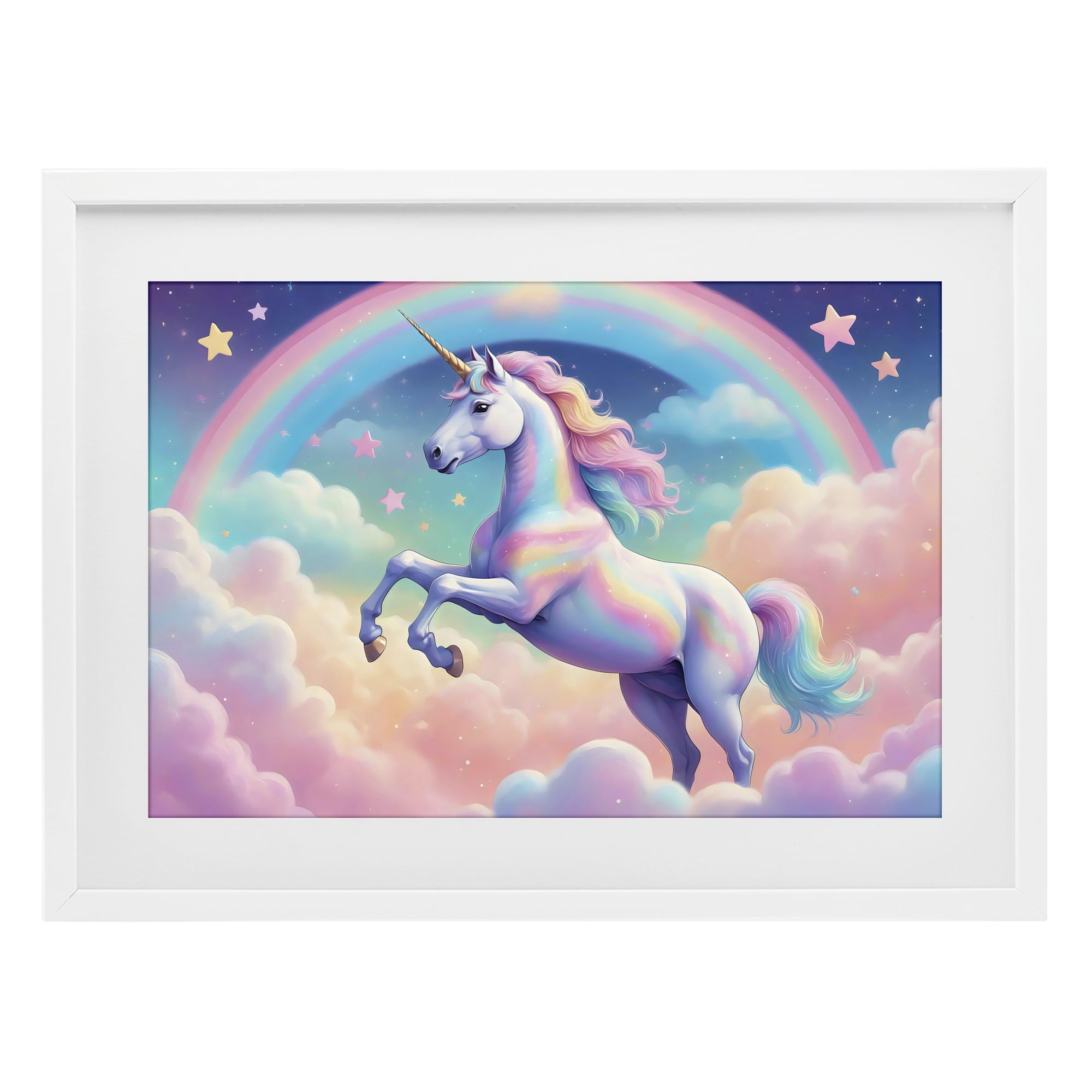 Stupell Industries Colorful Galaxy Unicorn White Framed Print Under Glass, design by Creative Studio