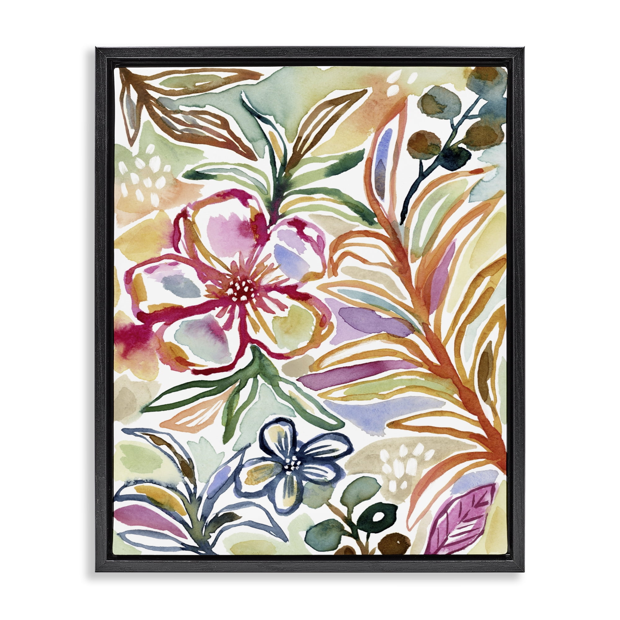 Stupell Industries Colorful Garden Impressions Black Framed Floater Canvas Wall Art, design by Lisa Nohren