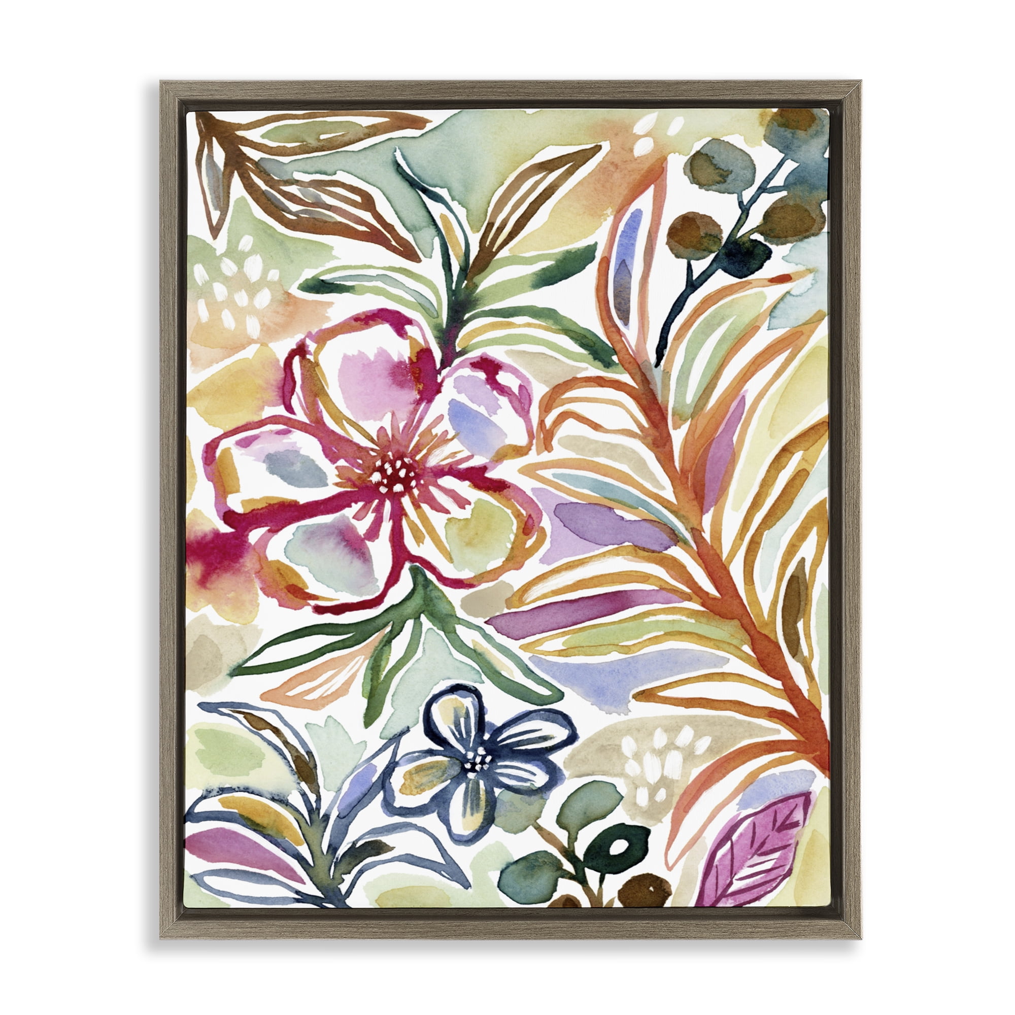 Stupell Industries Colorful Garden Impressions Brown Framed Floater Canvas Wall Art, design by Lisa Nohren