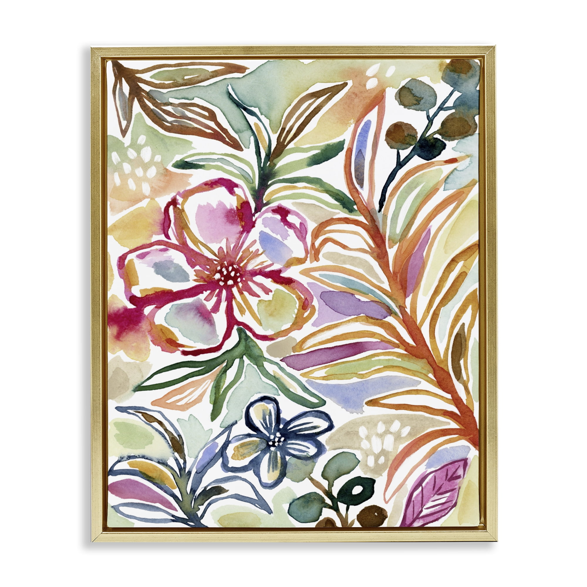 Stupell Industries Colorful Garden Impressions Gold Framed Floater Canvas Wall Art, design by Lisa Nohren