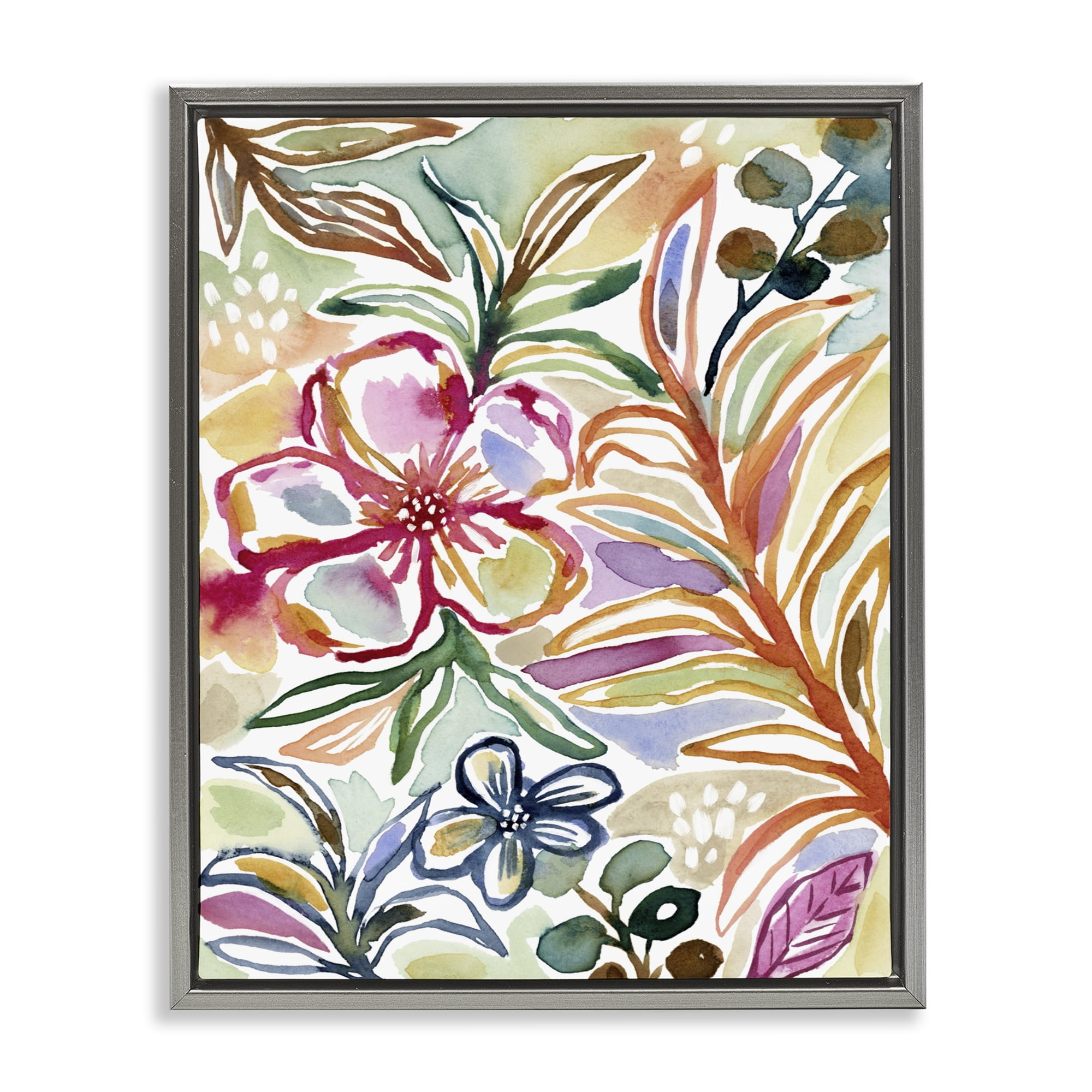 Stupell Industries Colorful Garden Impressions Gray Framed Floater Canvas Wall Art, design by Lisa Nohren