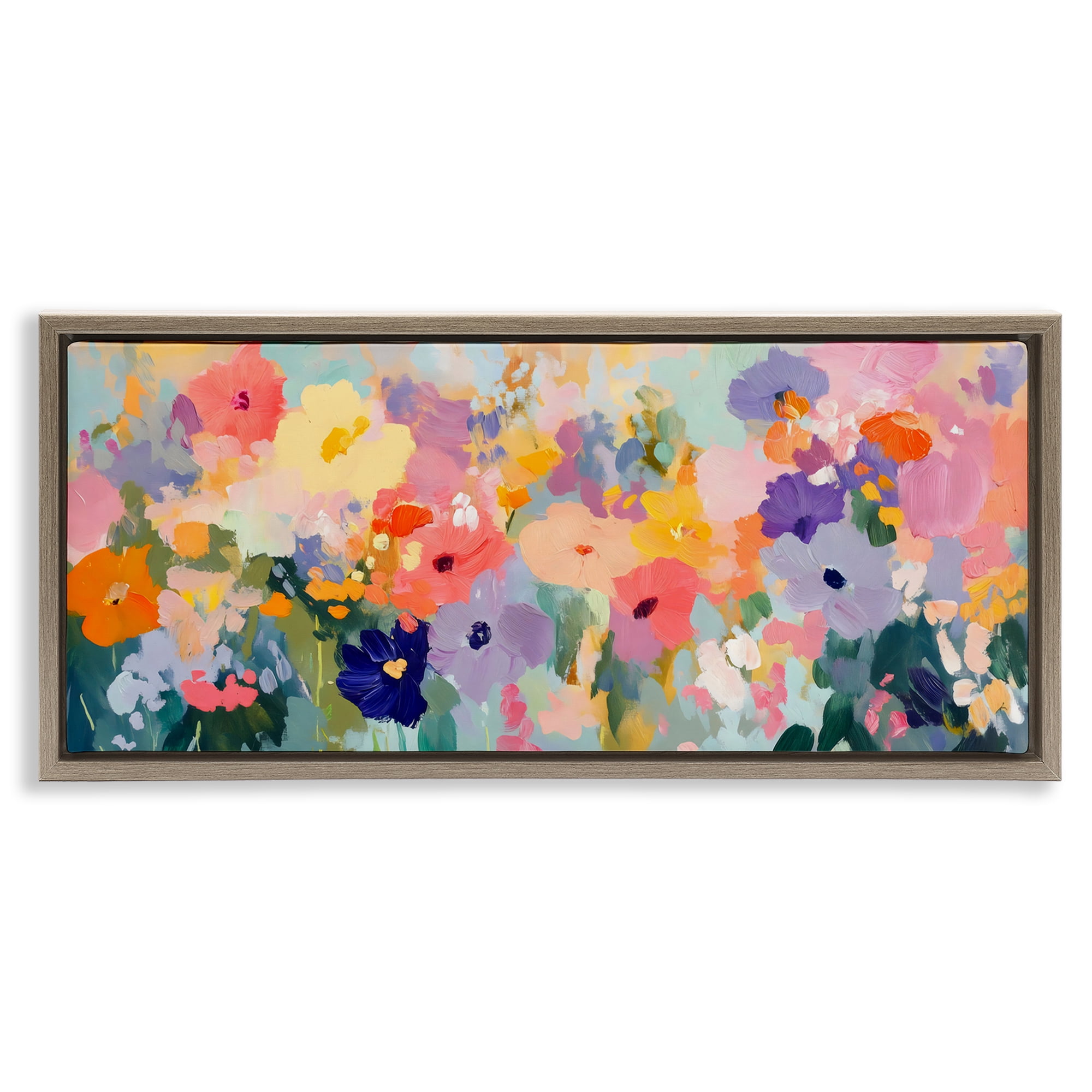Stupell Industries Colorful Garden Variations Brown Framed Floater Canvas Wall Art, design by Creative Studio