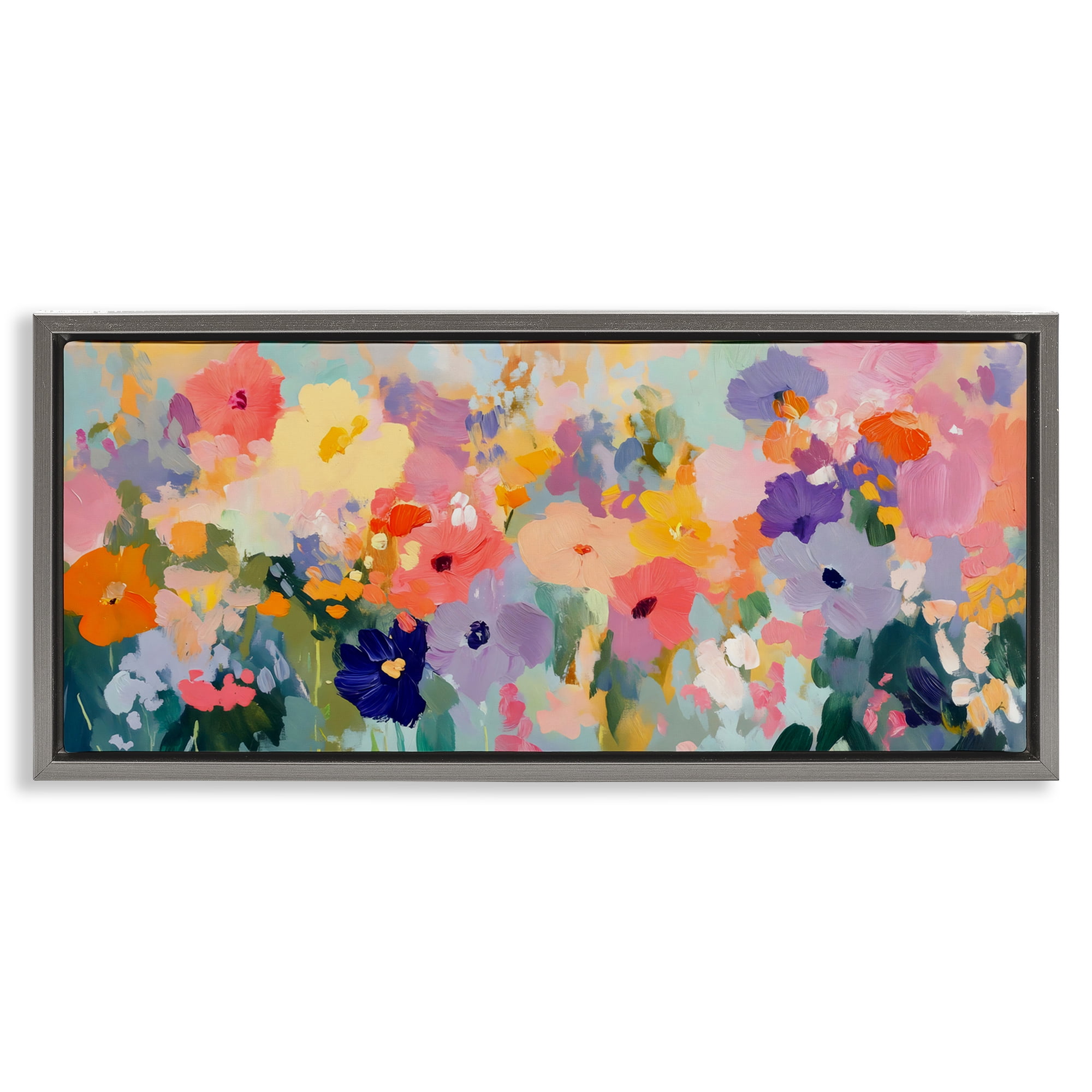 Stupell Industries Colorful Garden Variations Gray Framed Floater Canvas Wall Art, design by Creative Studio