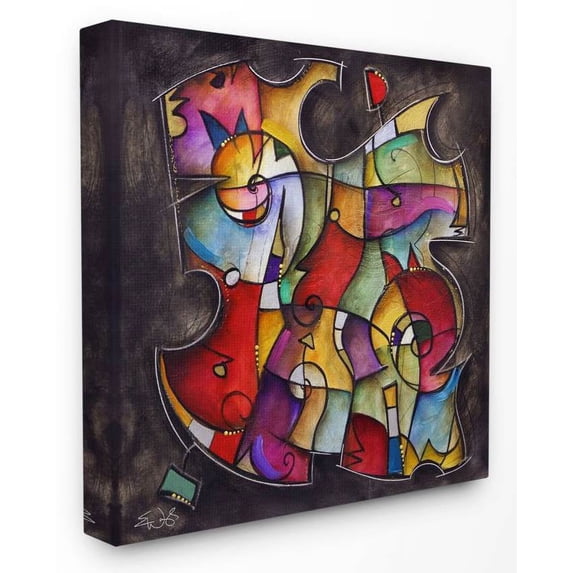 Stupell Industries Colorful Geometry Abstract Distressed Texture Painting Canvas Wall Art by Eric Waugh