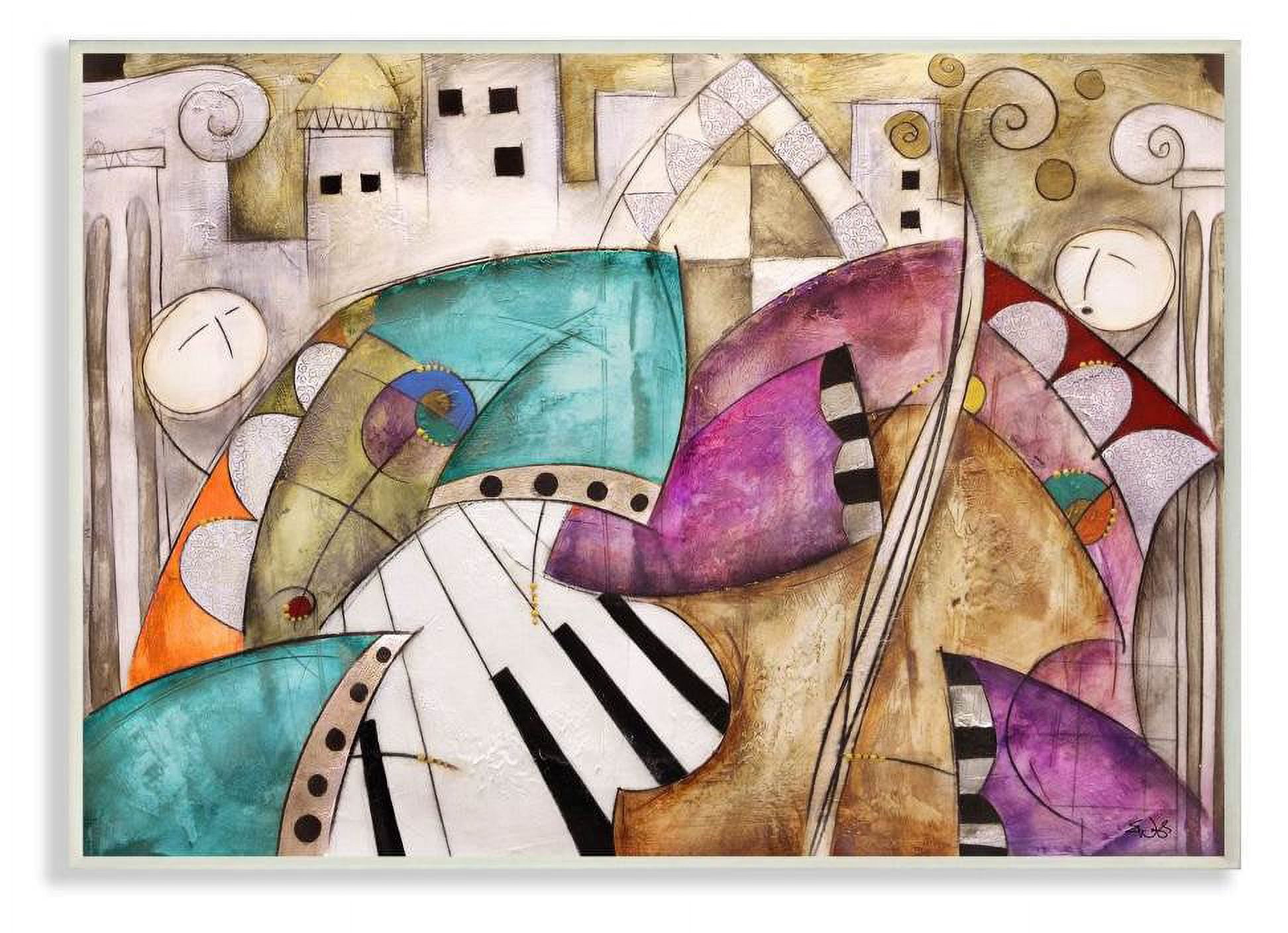 Stupell Industries Colorful Geometry Abstract Jazz Band Painting Wall Plaque by Eric Waugh