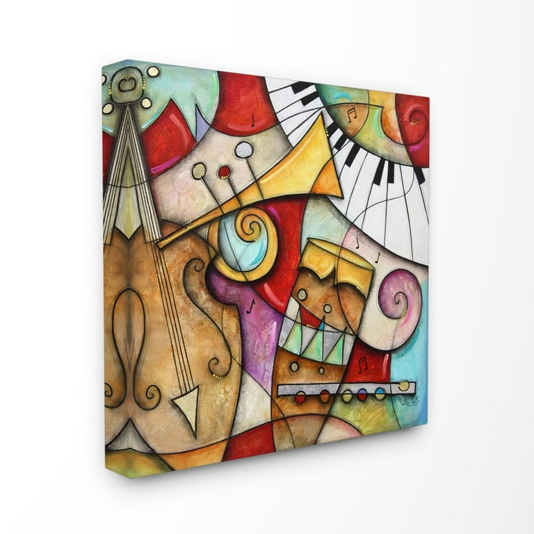 Stupell Industries Colorful Geometry Abstract Musical Instruments Painting  Canvas Wall Art by Eric Waugh