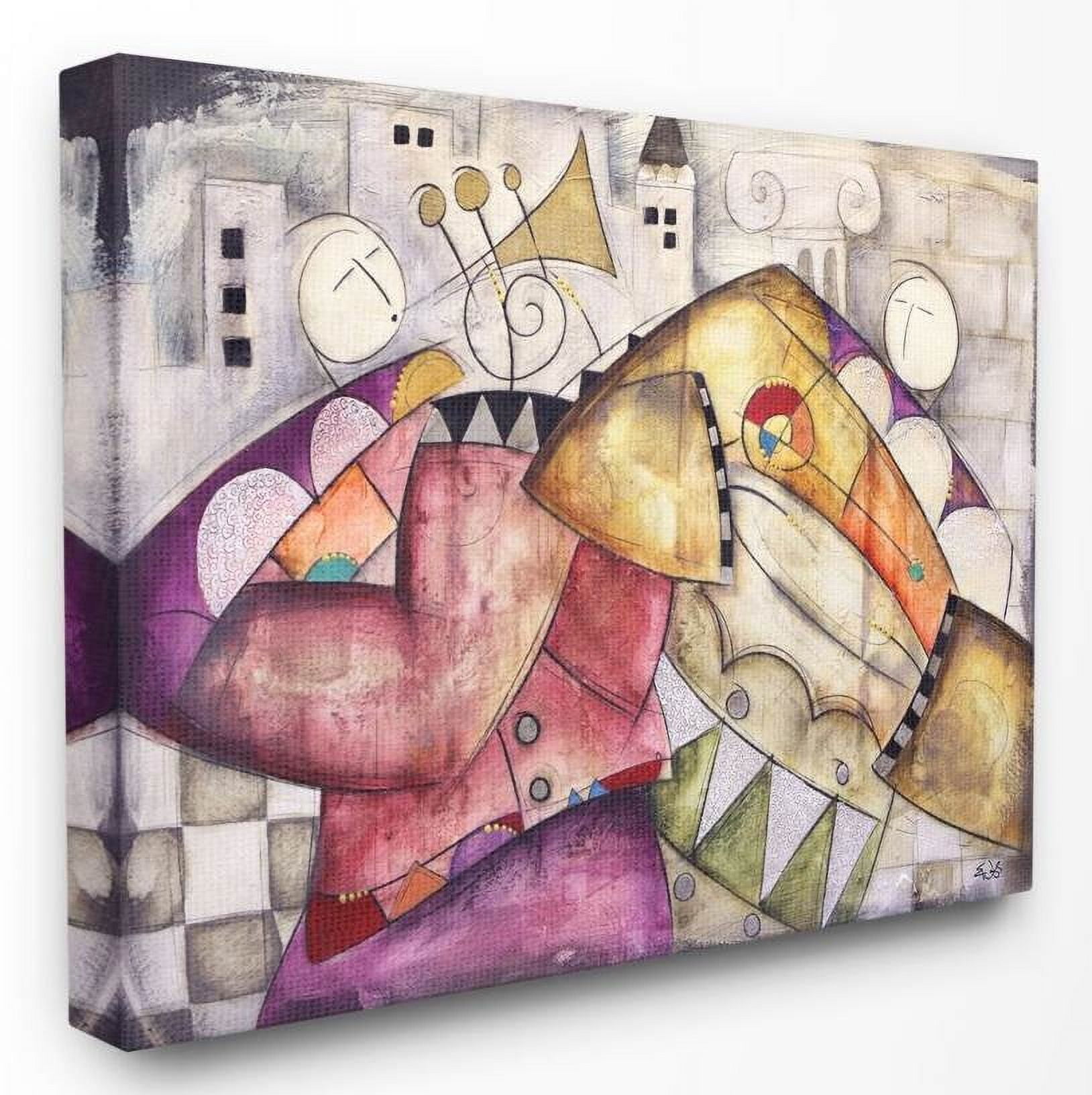 Stupell Industries Colorful Geometry Abstract Trumpet Drums Band Painting Canvas Wall Art by Eric Waugh