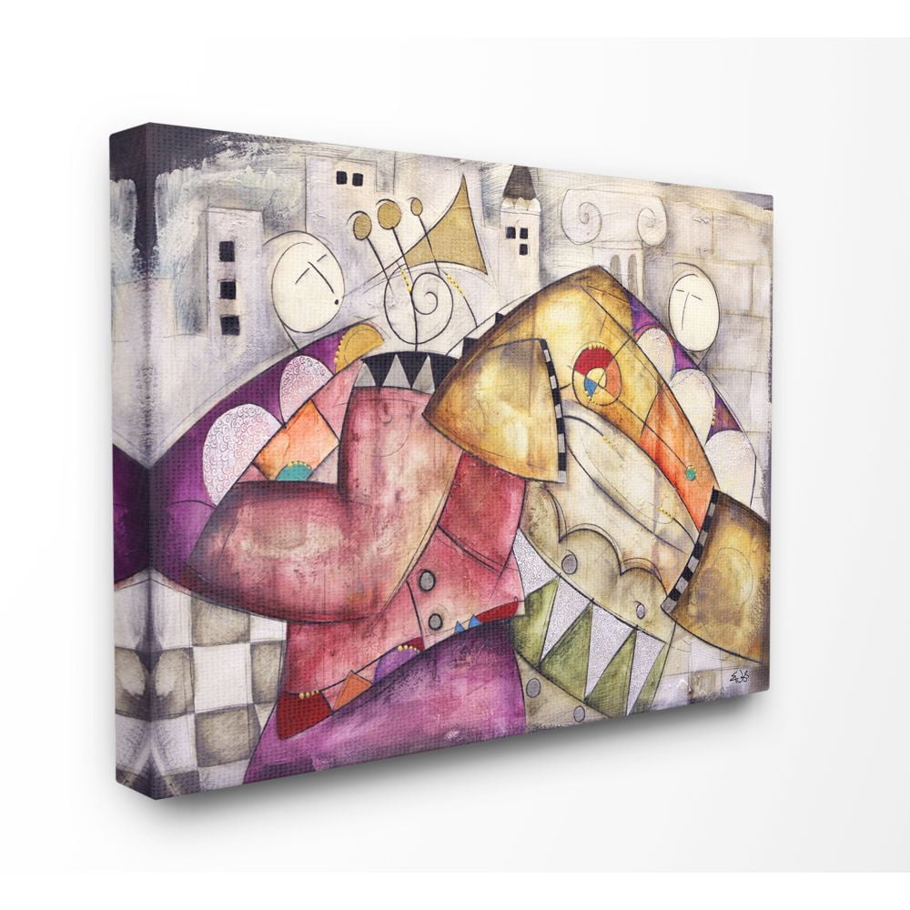 Stupell Industries Colorful Geometry Abstract Trumpet Drums Band Painting Canvas Wall Art by Eric Waugh