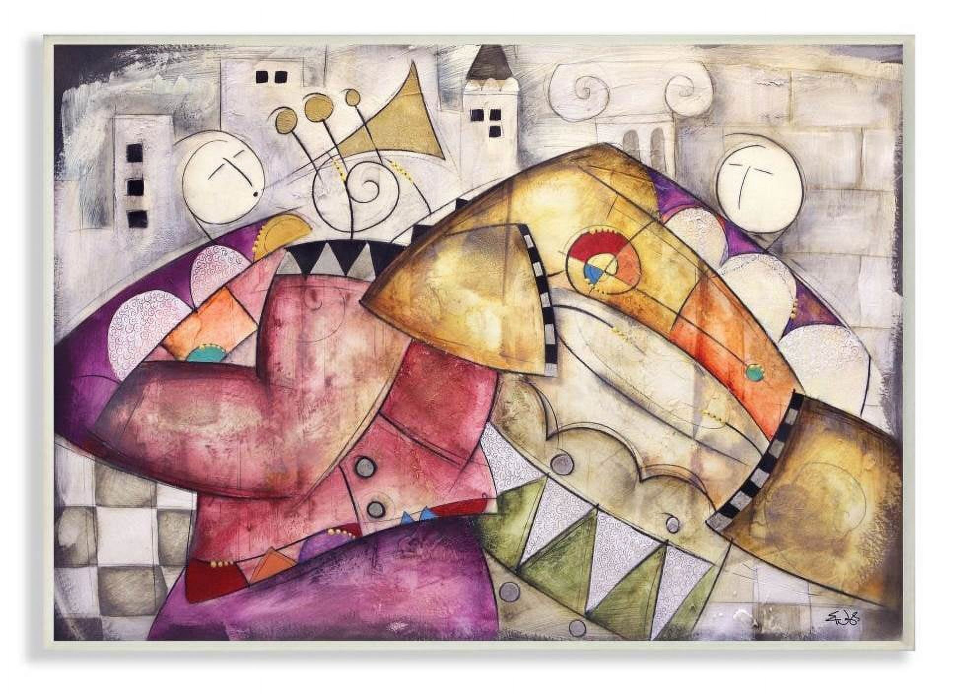 Stupell Industries Colorful Geometry Abstract Trumpet Drums Band Painting Wall Plaque by Eric Waugh