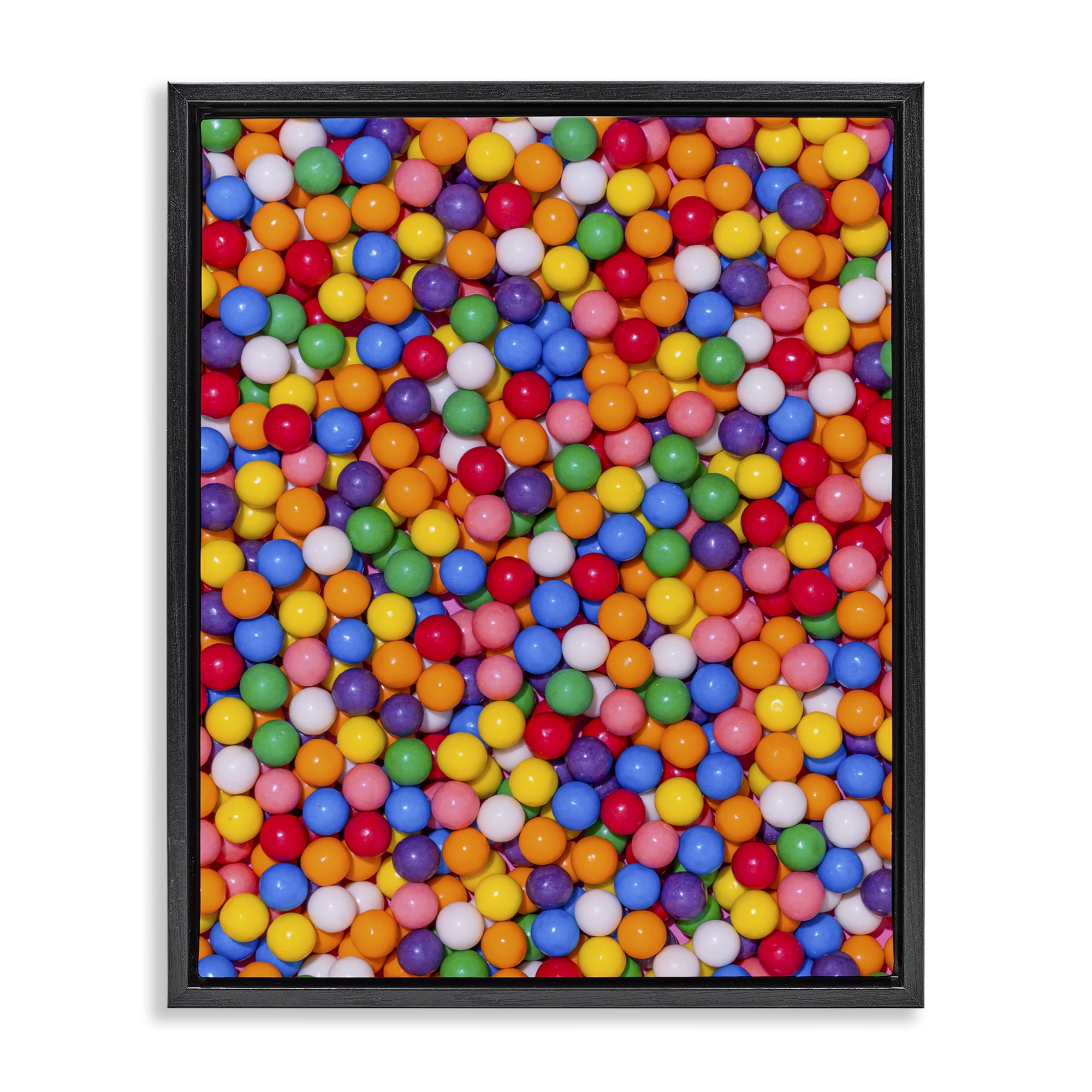 Stupell Industries Colorful Gumballs Close Up Black Framed Floater Canvas Wall Art, design by LISH Creative
