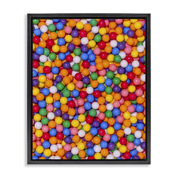 Stupell Industries Eclectic Colorful Gumballs Close Up Black Floating Frame Canvas Art, 25 x 31, by LISH Creative