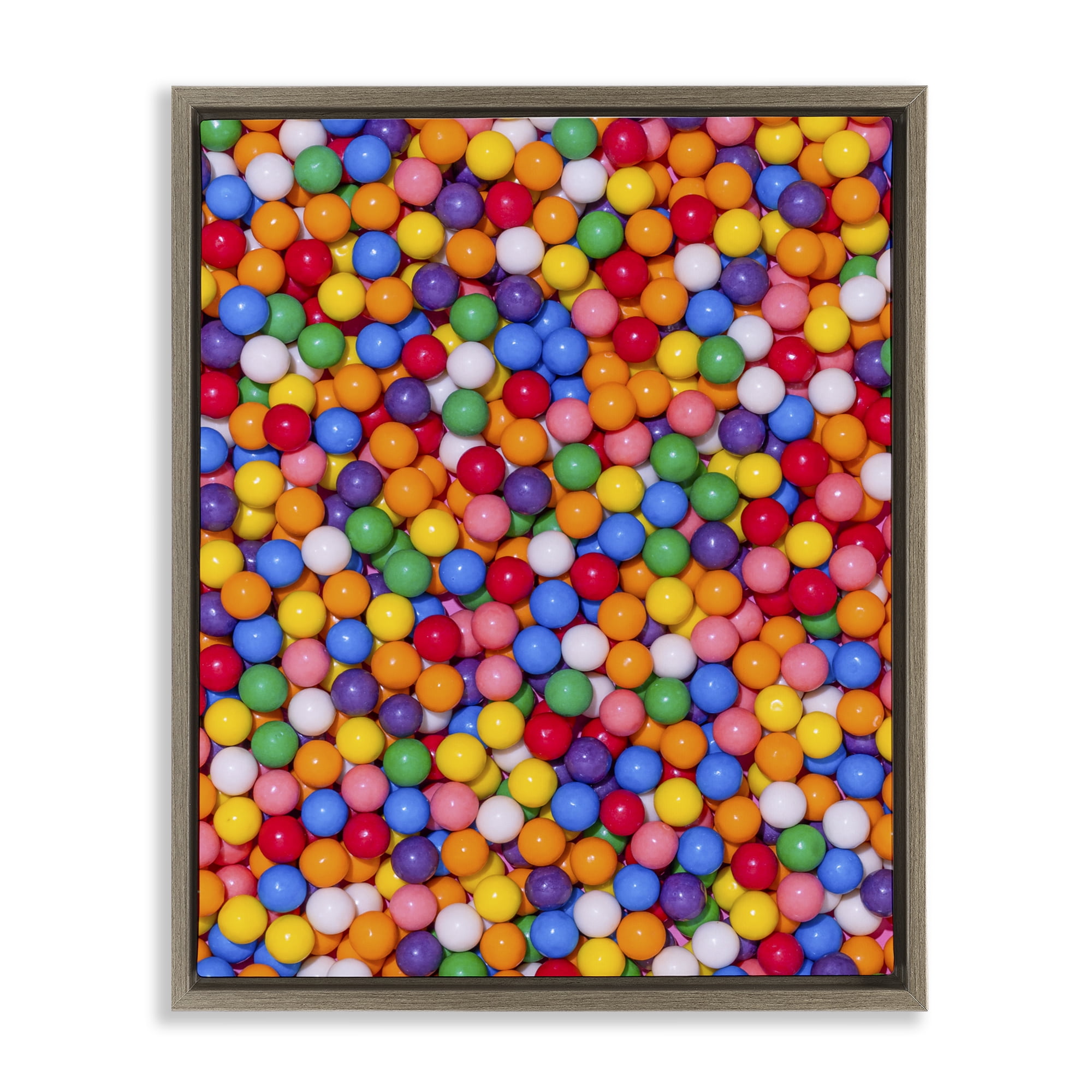 Stupell Industries Colorful Gumballs Close Up Brown Framed Floater Canvas Wall Art, design by LISH Creative