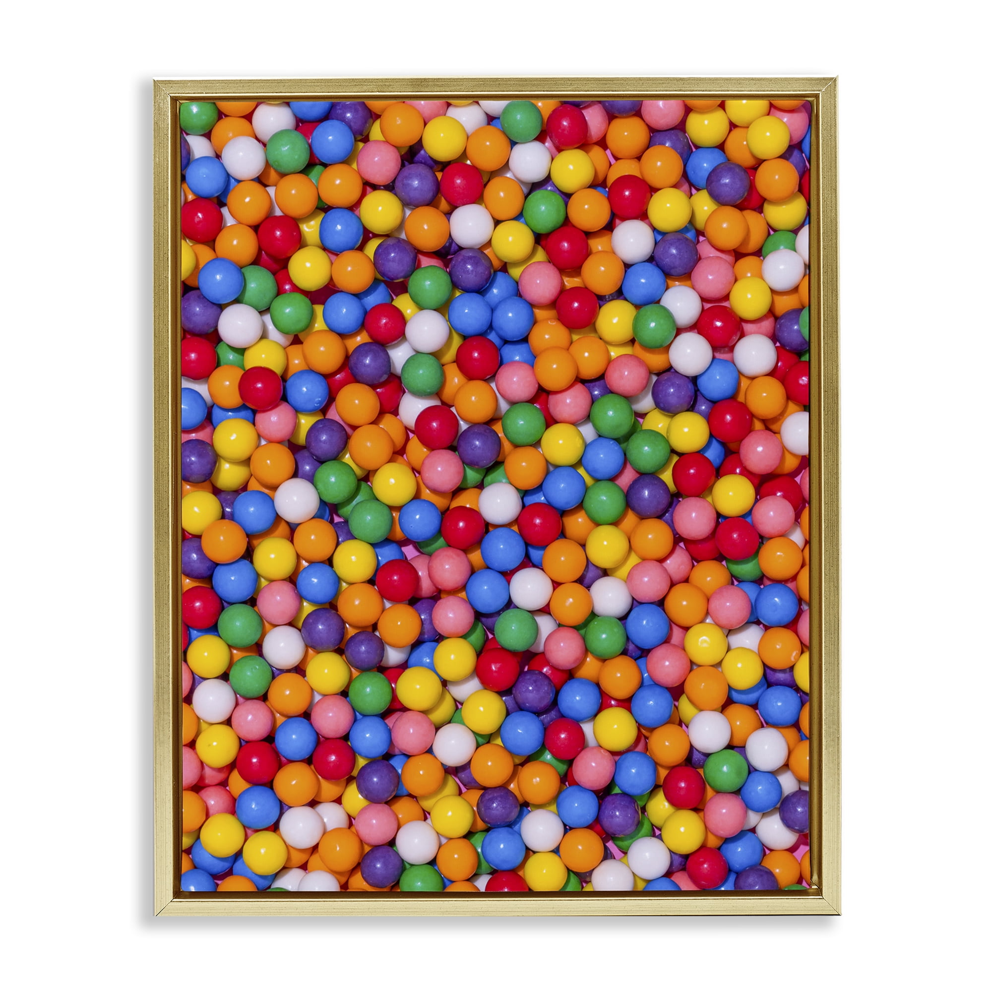 Stupell Industries Colorful Gumballs Close Up Gold Framed Floater Canvas Wall Art, design by LISH Creative
