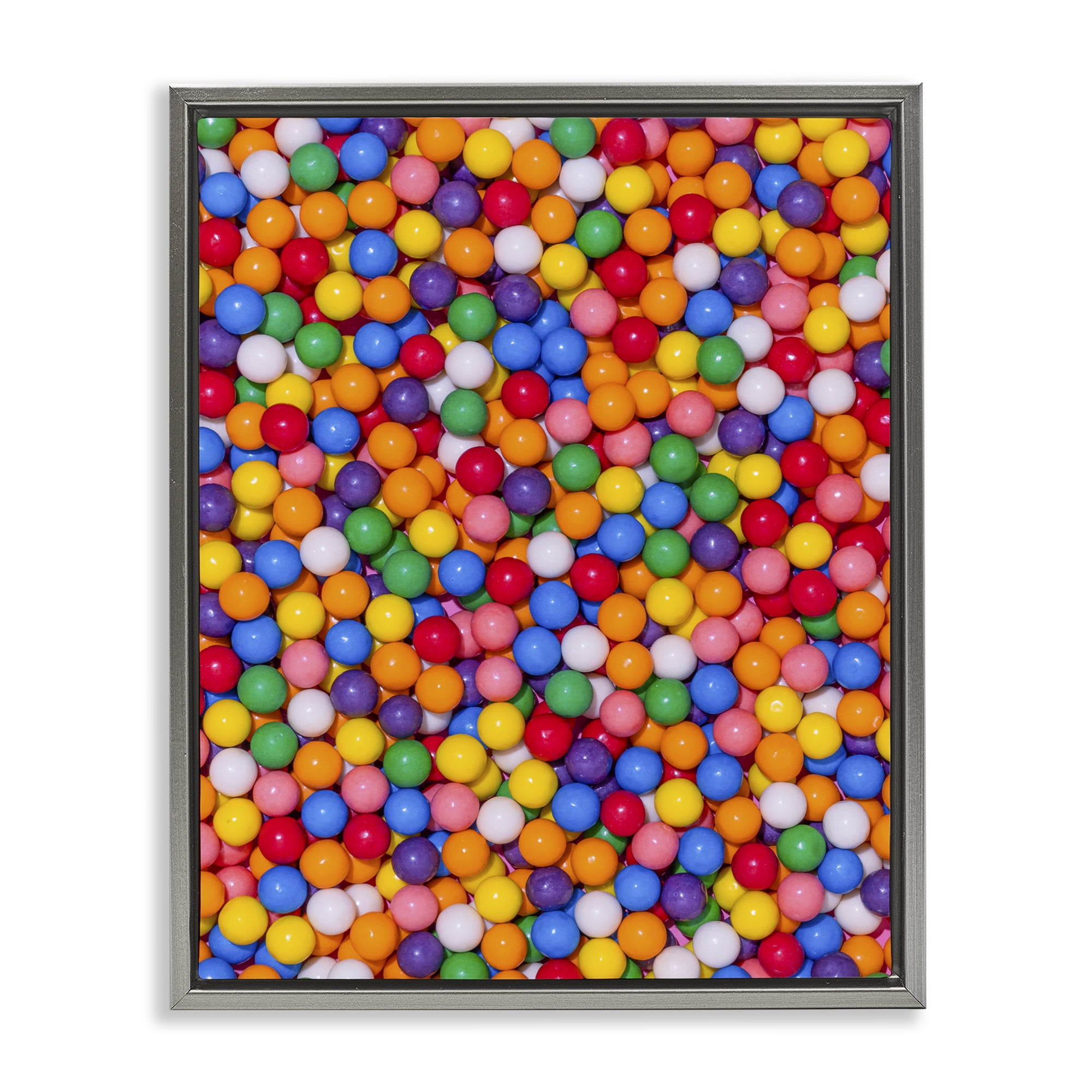 Stupell Industries Colorful Gumballs Close Up Gray Framed Floater Canvas Wall Art, design by LISH Creative
