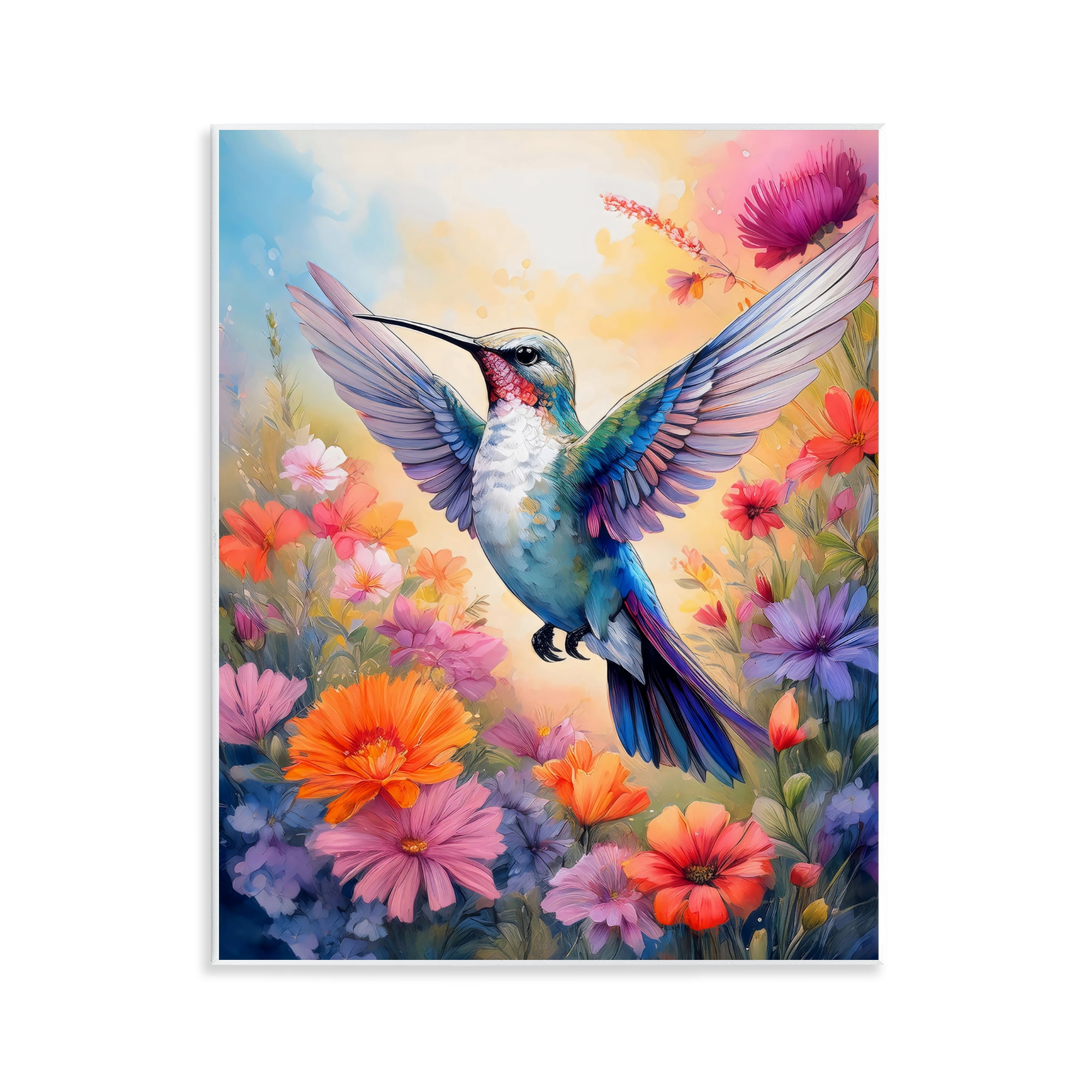Stupell Industries Colorful Hummingbird in Bloom Wall Plaque Art, design by Creative Studio