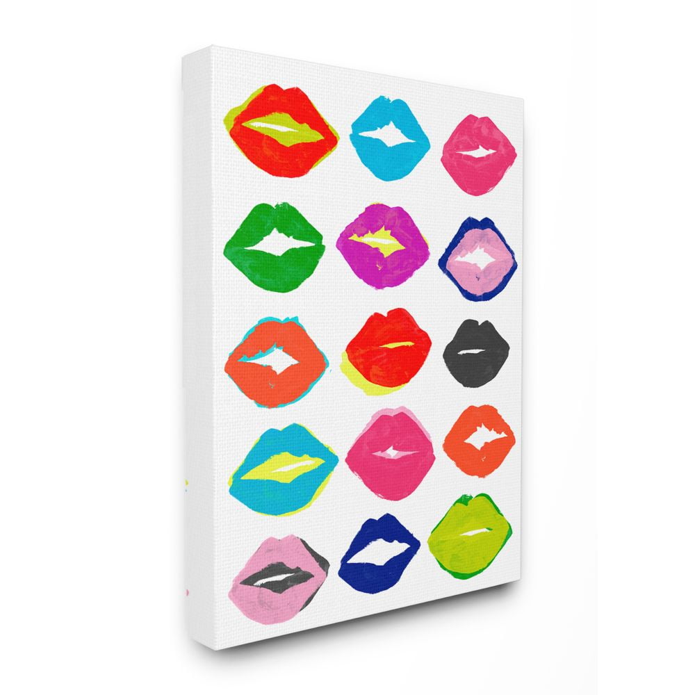 Stupell Industries Colorful Kiss Fashion Designer Pattern Painting Canvas Wall Art by June Erica Vess