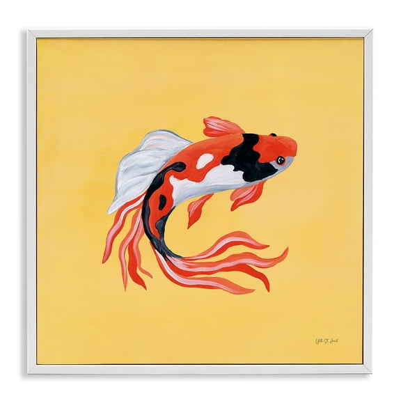 Stupell Industries Colorful Koi on Yellow White Framed Giclee Art design by Yvette St. Amant, 24 x 24