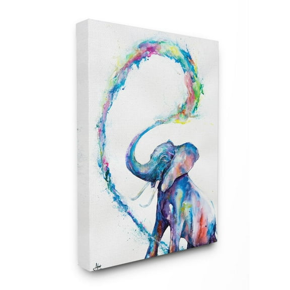 Stupell Industries Colorful Large Abstract Elephant Animal Watercolor Painting Canvas Wall Art by Marc Allante