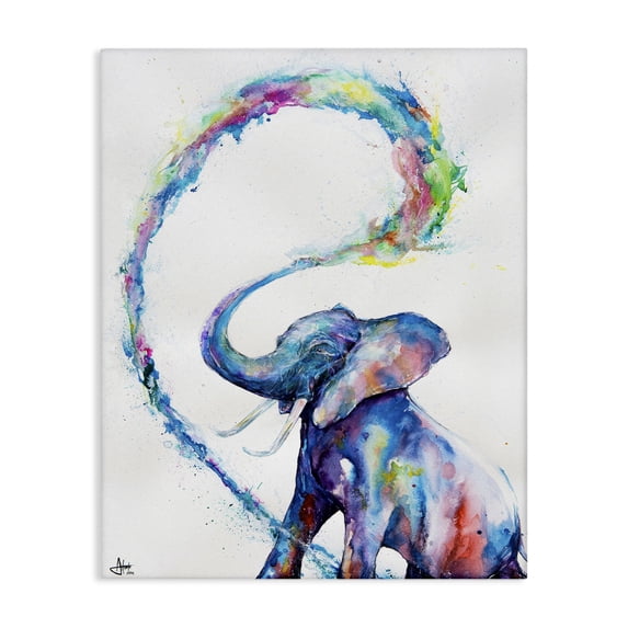 Stupell Industries Modern Colorful Large Abstract Elephant Animal Watercolor Canvas Art, 30 x 40, by Marc Allante