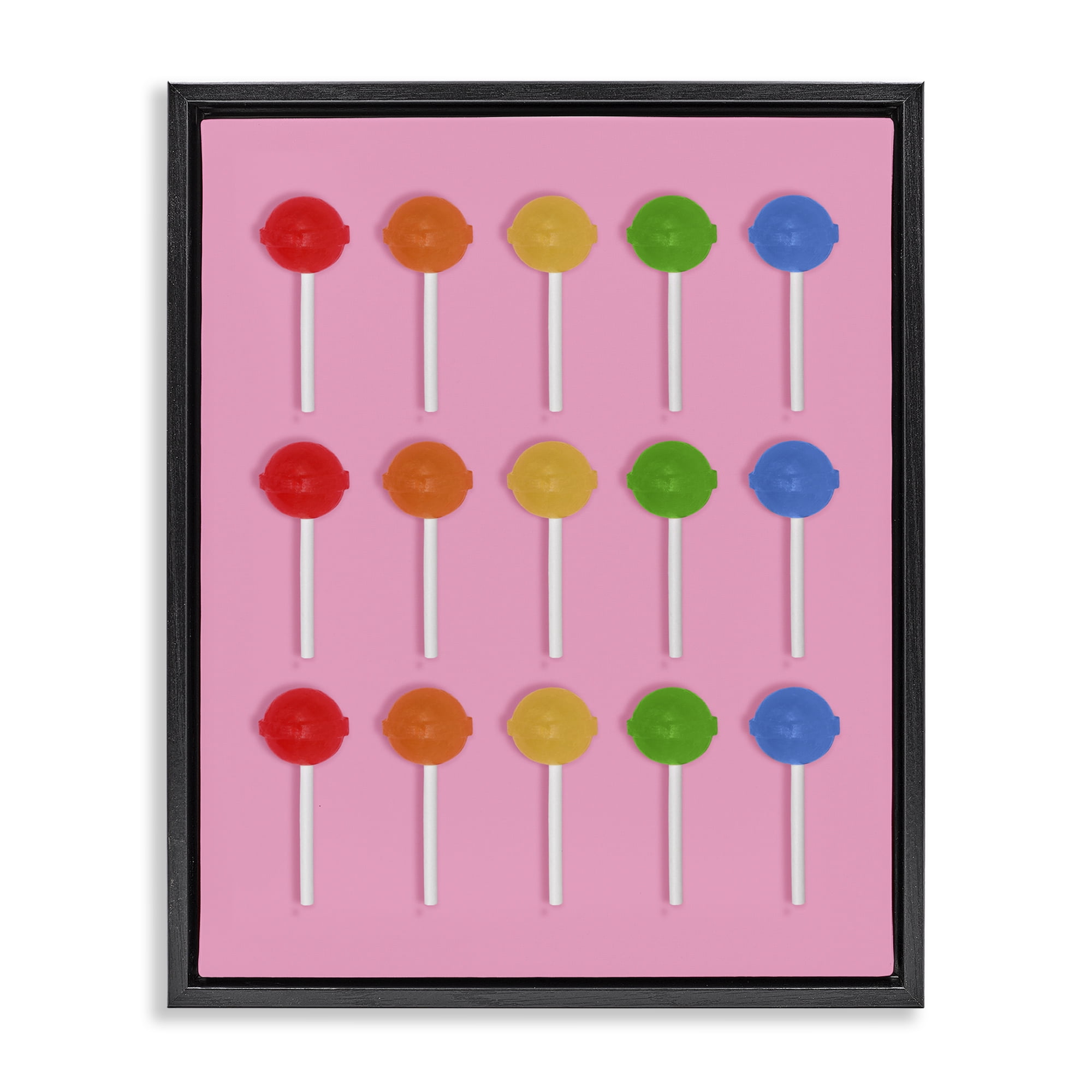 Stupell Industries Colorful Lollipop Grid Black Framed Floater Canvas Wall Art, design by LISH Creative
